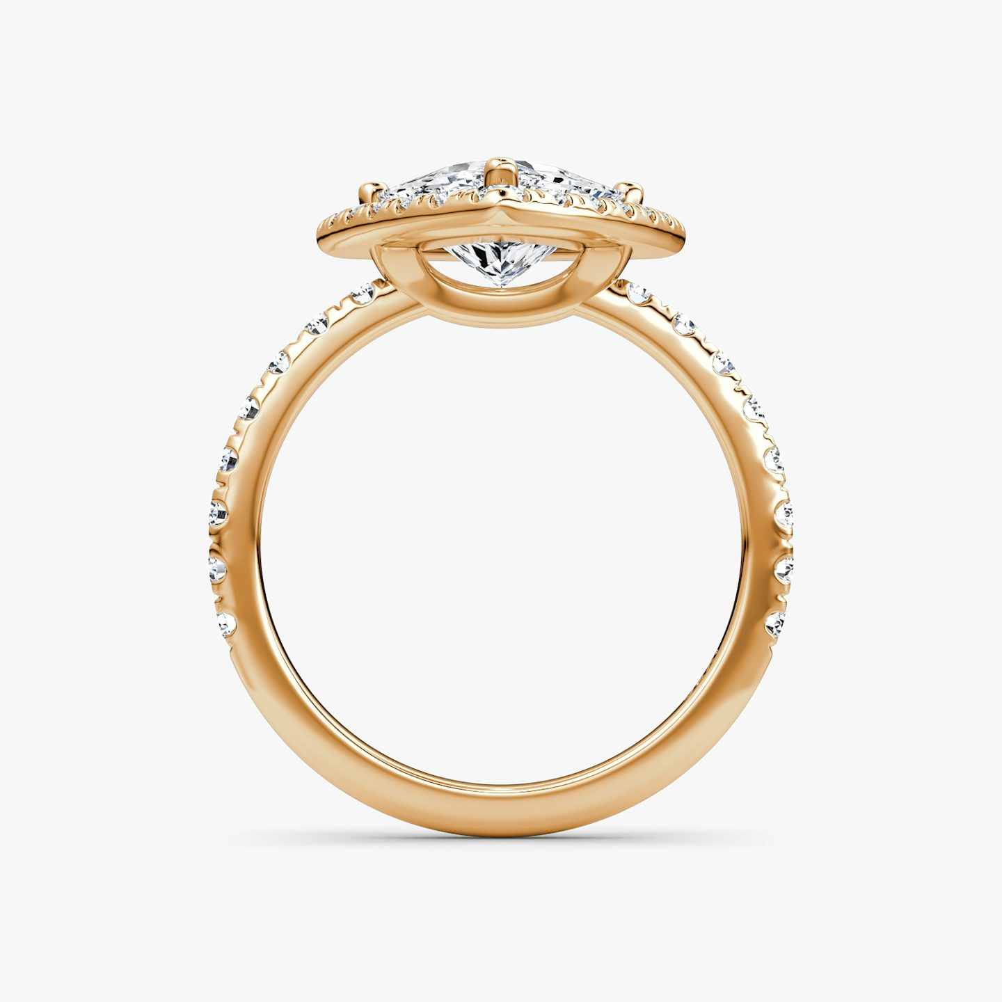 Halo | Trillant | 14k | Roségold | bandAccent: Mit Pavé-Besatz | haloSize: large | diamondOrientation: vertical | caratWeight: other