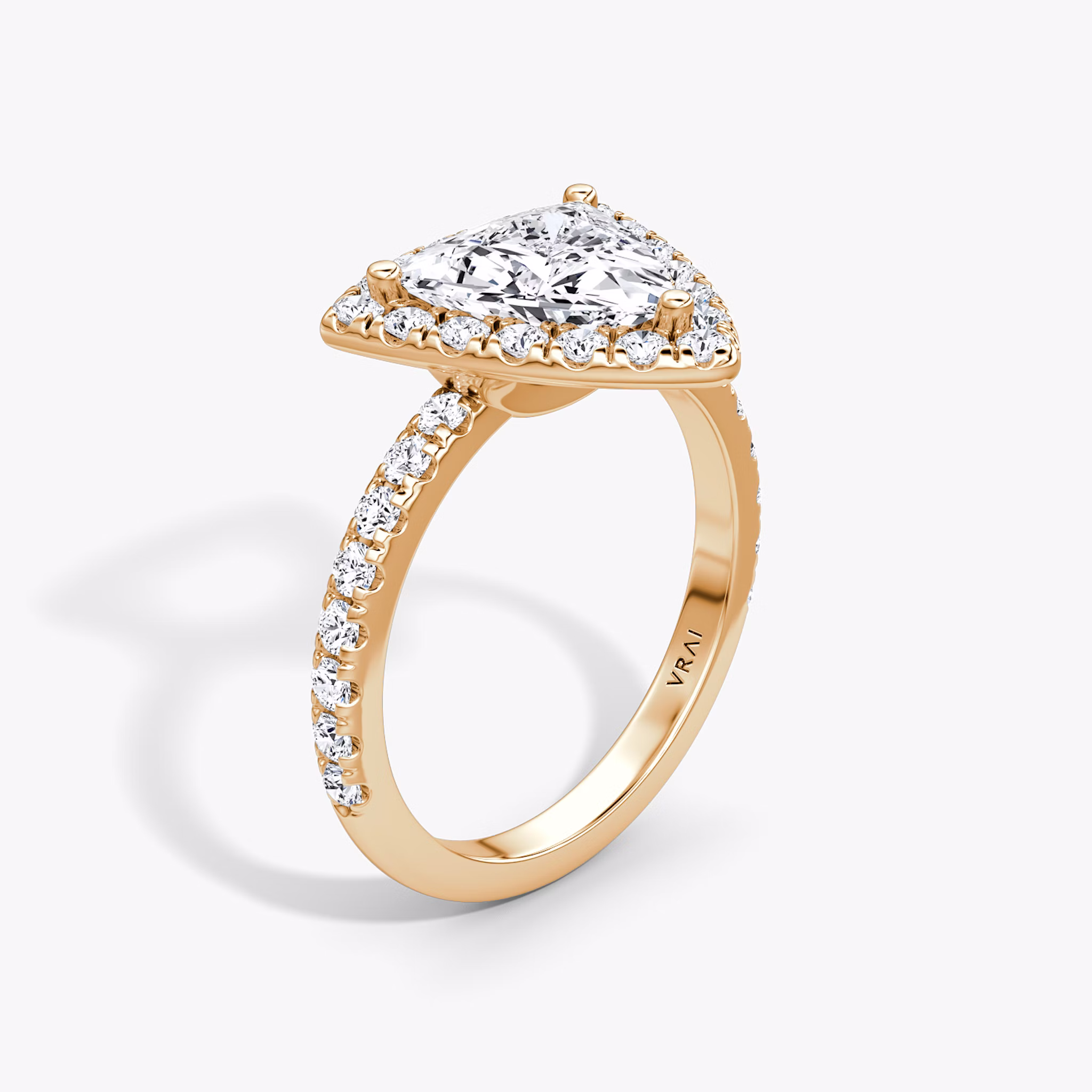 The Halo | Trillion | 14k | Rose Gold | bandAccent: Pavé | haloSize: large | diamondOrientation: vertical | caratWeight: other