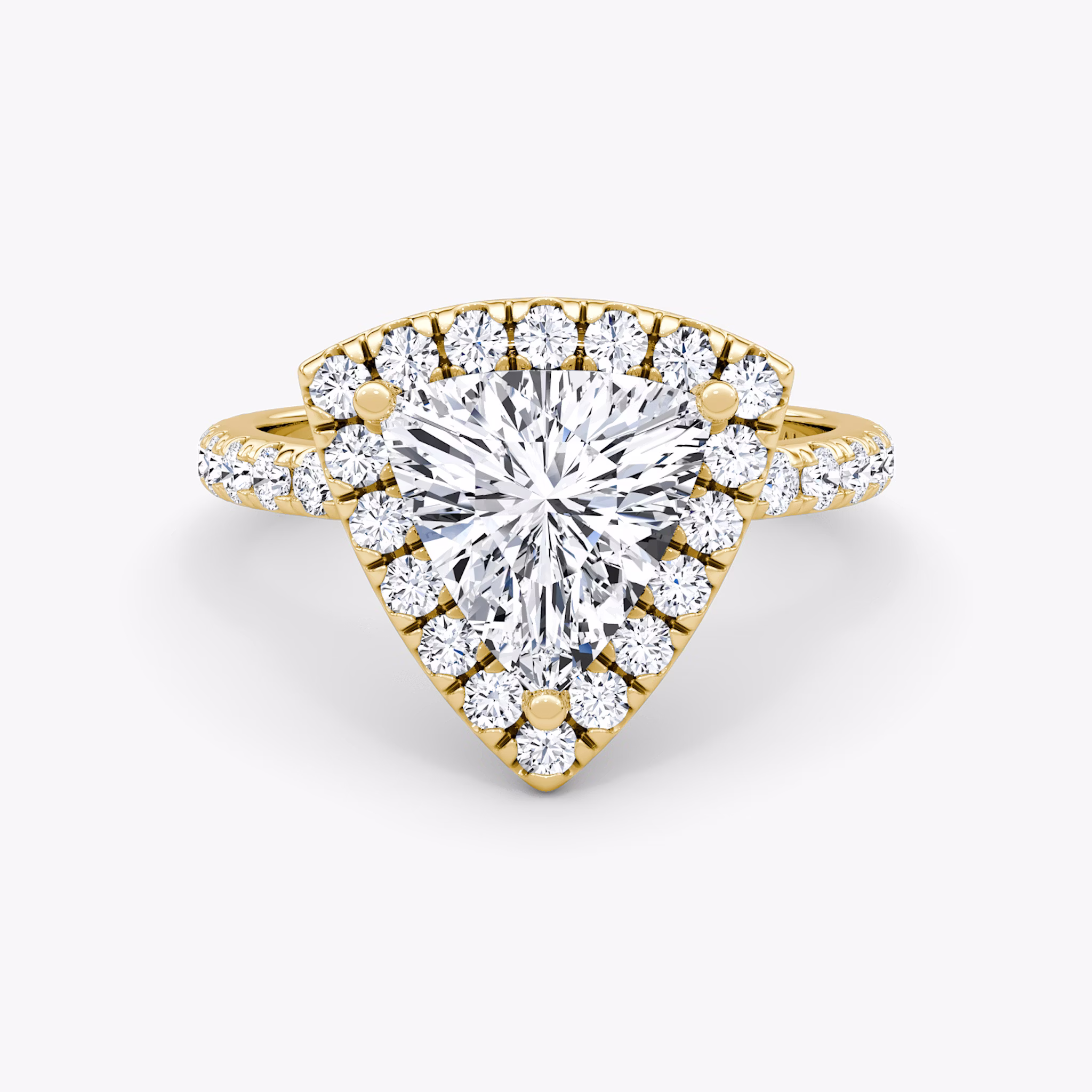 The Halo | Trillion | 18k | Yellow Gold | bandAccent: Pavé | haloSize: large | diamondOrientation: vertical | caratWeight: other