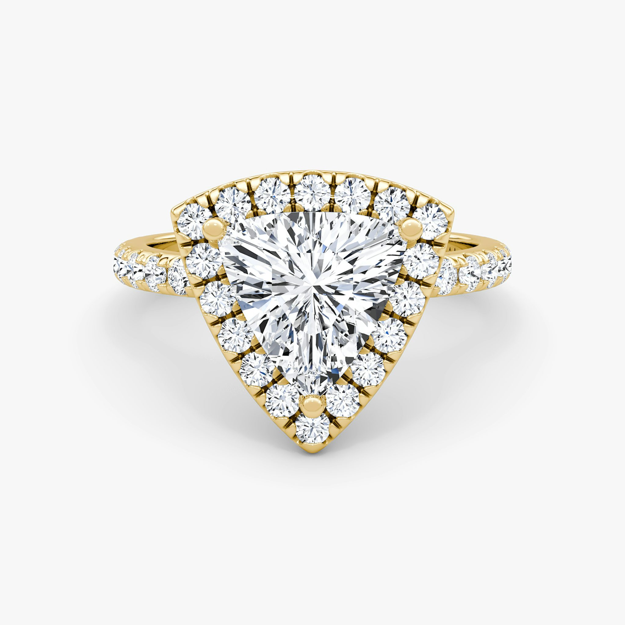 The Halo | Trillion | 18k | Yellow Gold | bandAccent: Pavé | haloSize: large | diamondOrientation: vertical | caratWeight: other