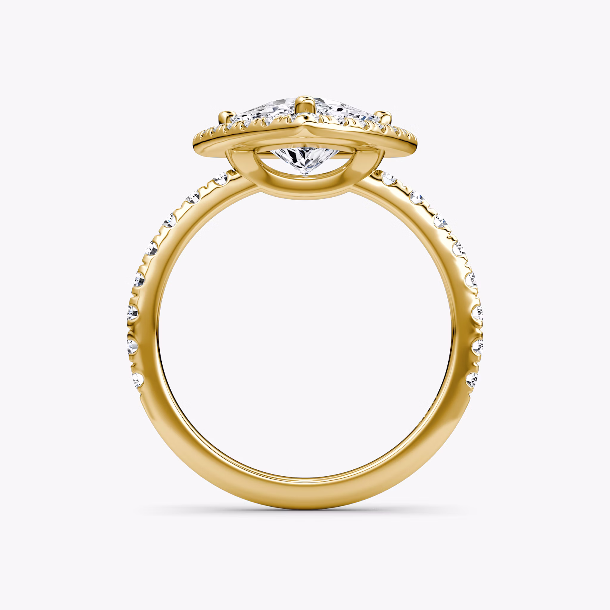 The Halo | Trillion | 18k | Yellow Gold | bandAccent: Pavé | haloSize: large | diamondOrientation: vertical | caratWeight: other