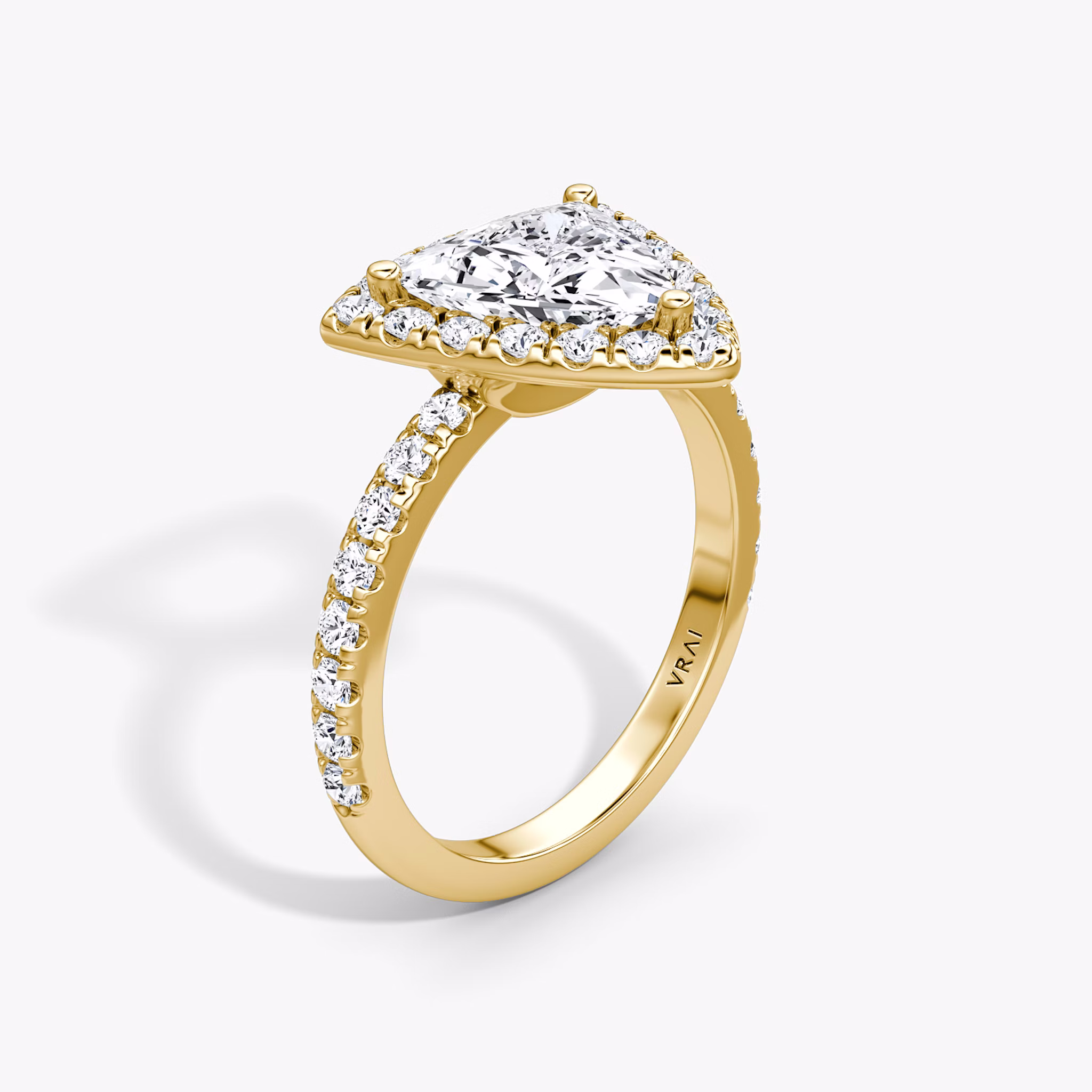 The Halo | Trillion | 18k | Yellow Gold | bandAccent: Pavé | haloSize: large | diamondOrientation: vertical | caratWeight: other