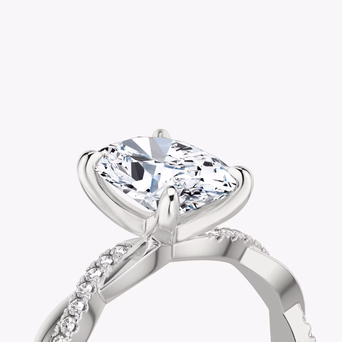Anillo de compromiso Twisted Classic | Oval | Platino | bandAccent: Pavé twisted | diamondOrientation: vertical | caratWeight: other