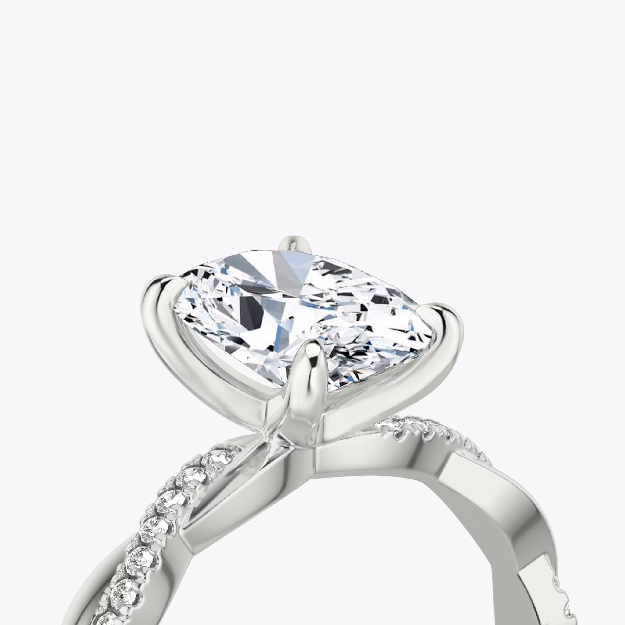 The Twisted Classic | Oval | Platinum | bandAccent: Pavé | diamondOrientation: vertical | caratWeight: other