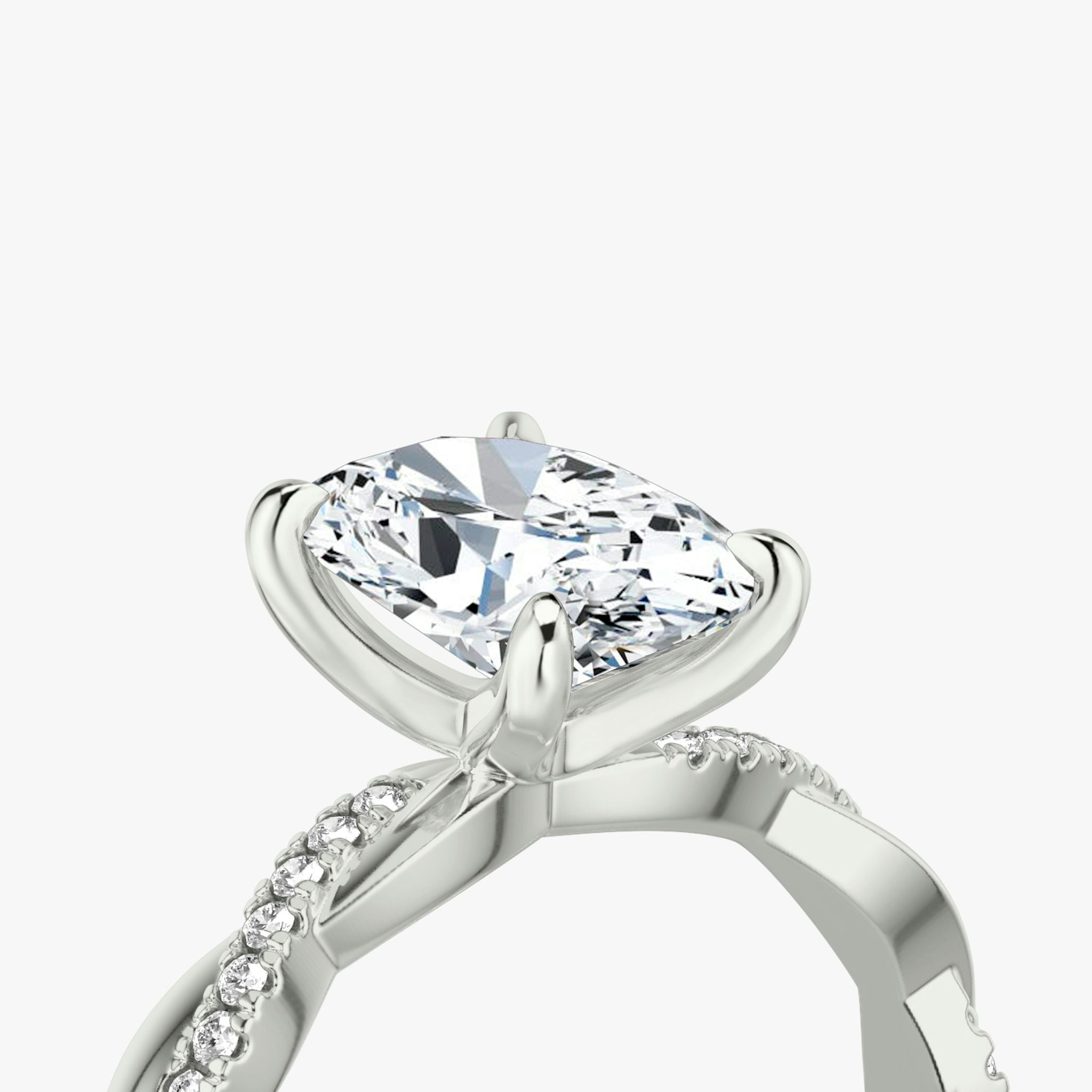 The Twisted Classic | Oval | Platinum | bandAccent: Pavé | diamondOrientation: vertical | caratWeight: other