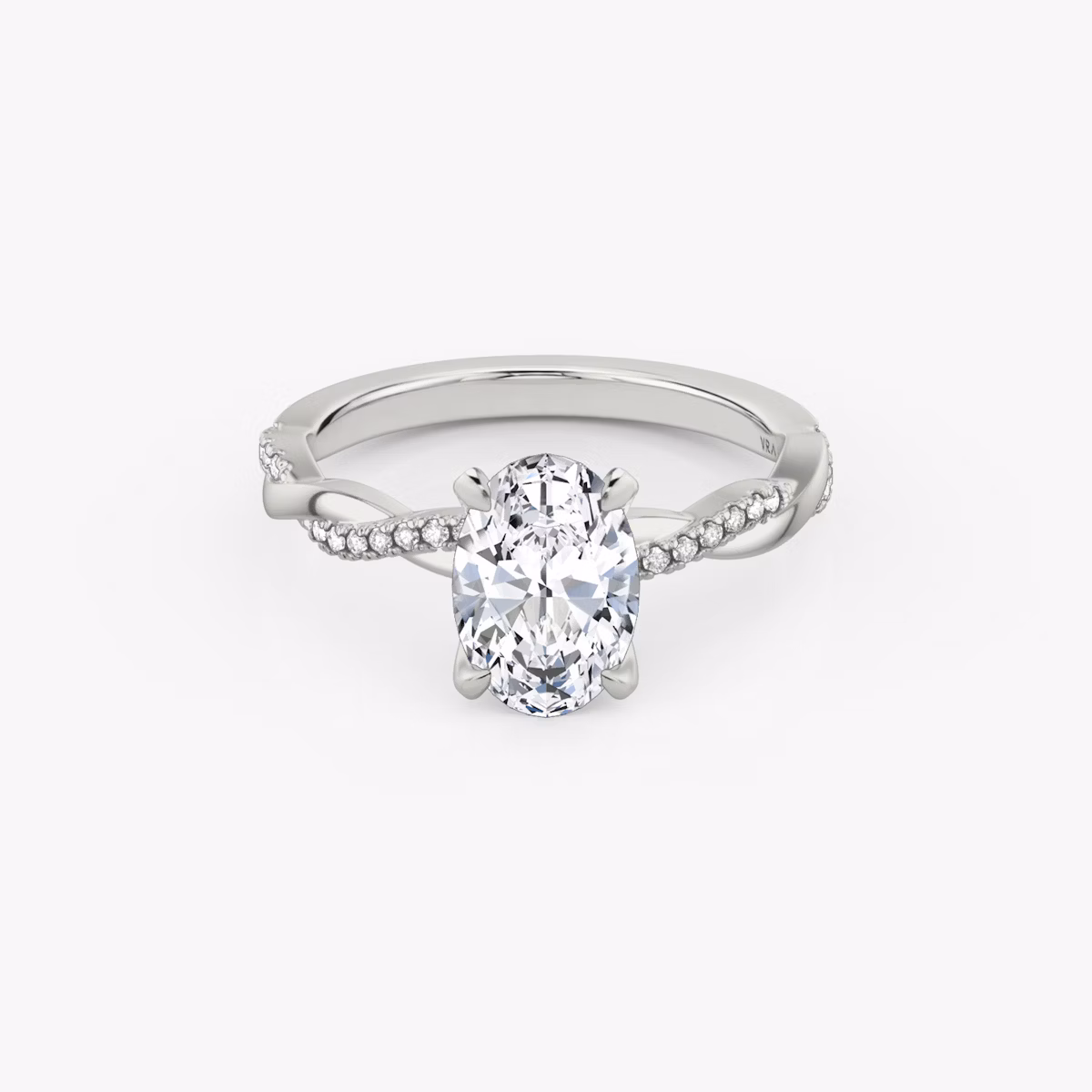 Anillo de compromiso Twisted Classic | Oval | Platino | bandAccent: Pavé twisted | diamondOrientation: vertical | caratWeight: other
