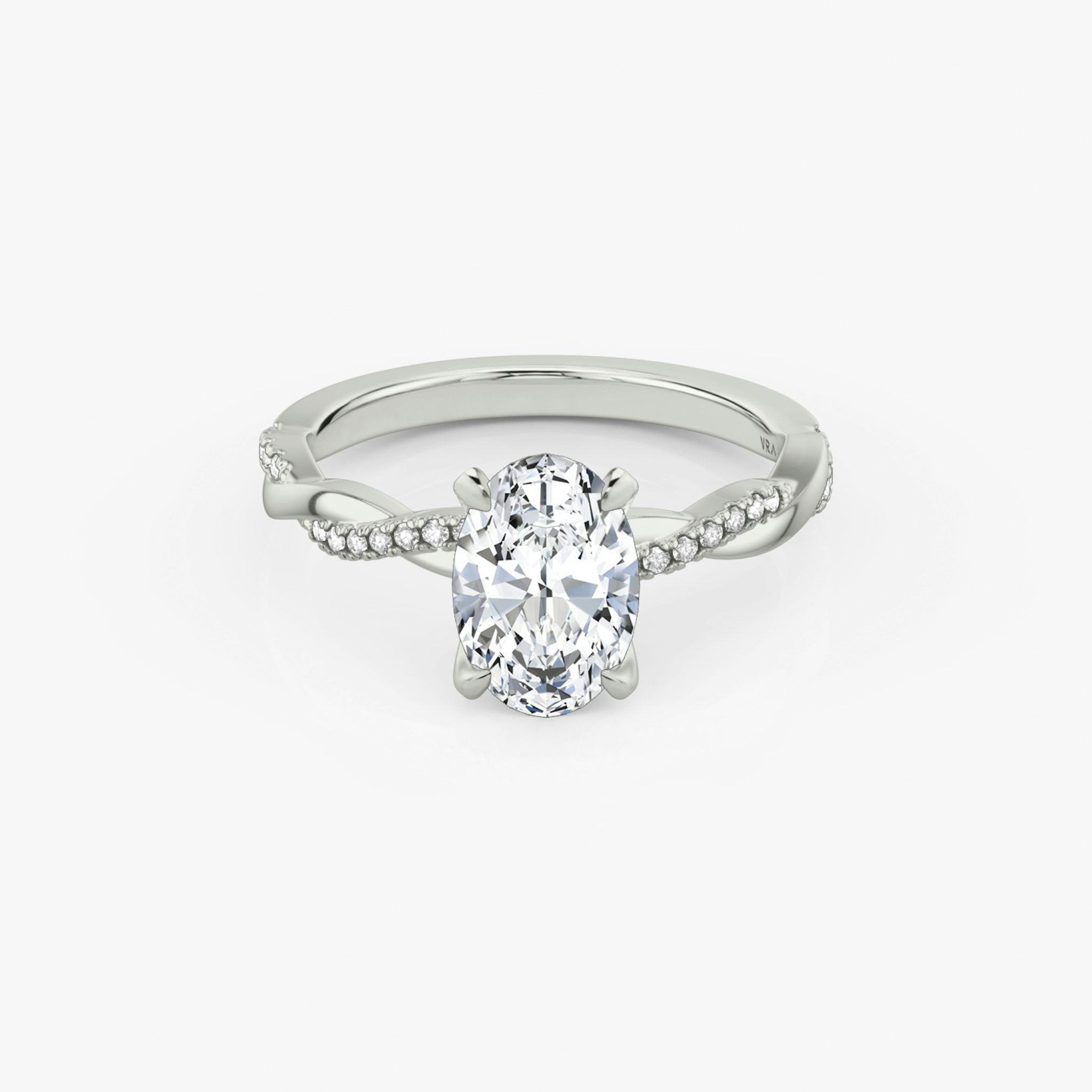The Twisted Classic | Oval | Platinum | bandAccent: Pavé | diamondOrientation: vertical | caratWeight: other