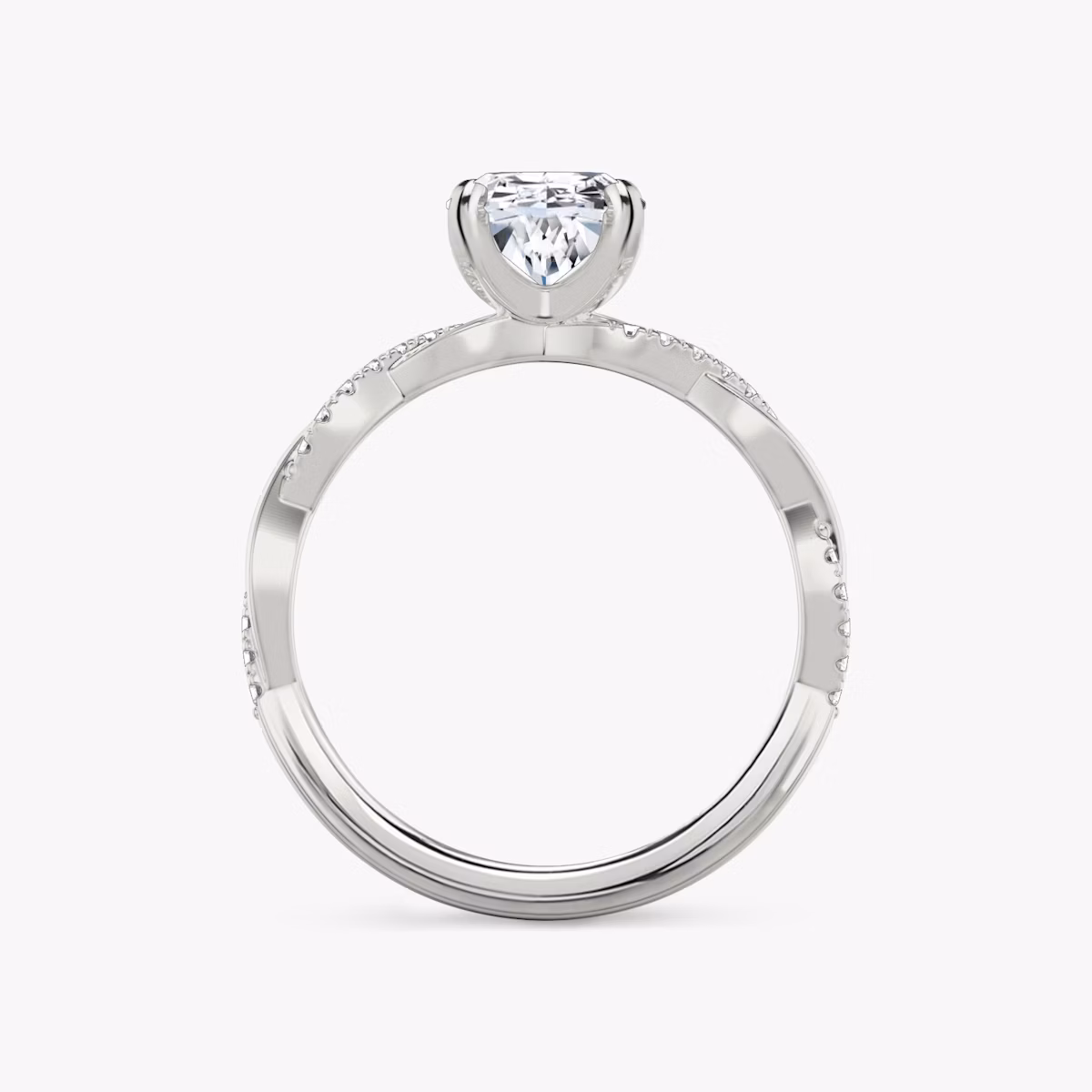 Anillo de compromiso Twisted Classic | Oval | Platino | bandAccent: Pavé twisted | diamondOrientation: vertical | caratWeight: other