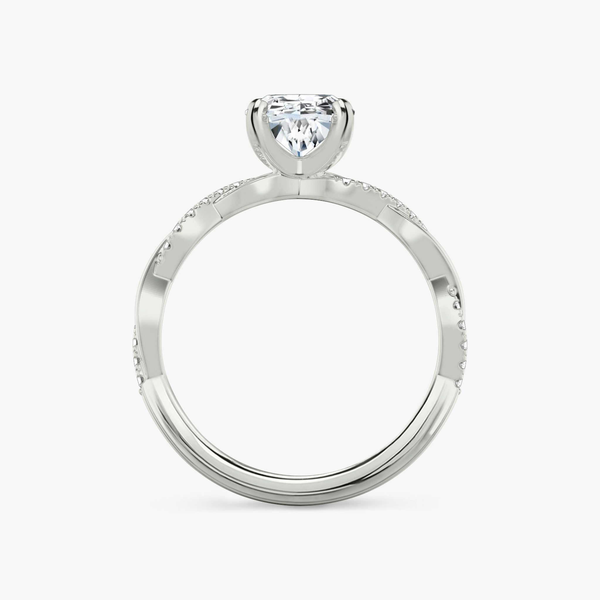 The Twisted Classic | Oval | Platinum | bandAccent: Pavé | diamondOrientation: vertical | caratWeight: other