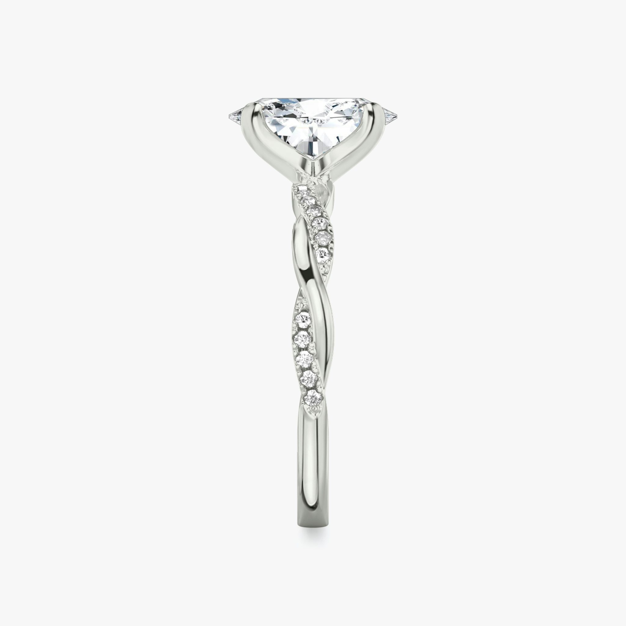The Twisted Classic | Oval | Platinum | bandAccent: Pavé | diamondOrientation: vertical | caratWeight: other