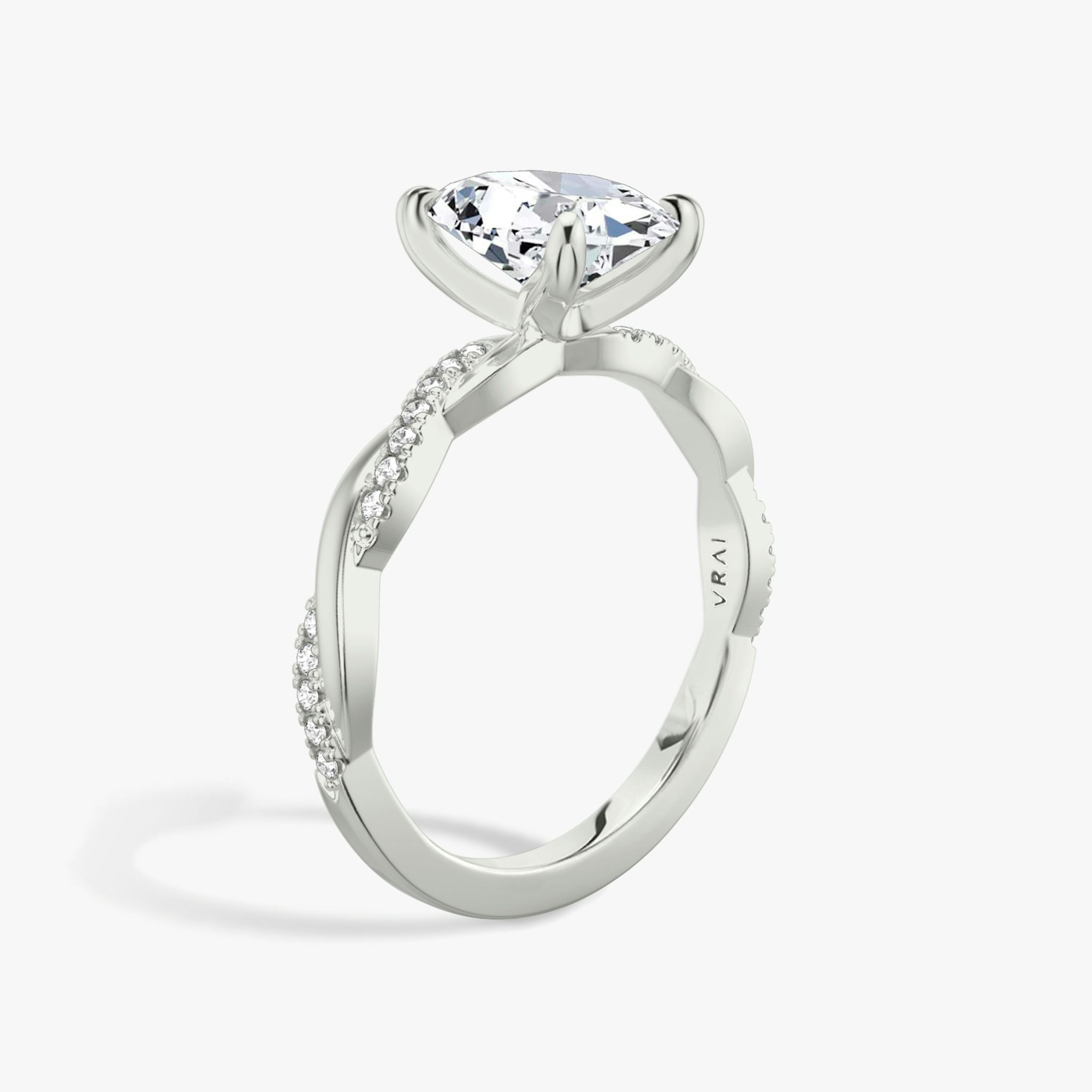 The Twisted Classic | Oval | Platinum | bandAccent: Pavé | diamondOrientation: vertical | caratWeight: other