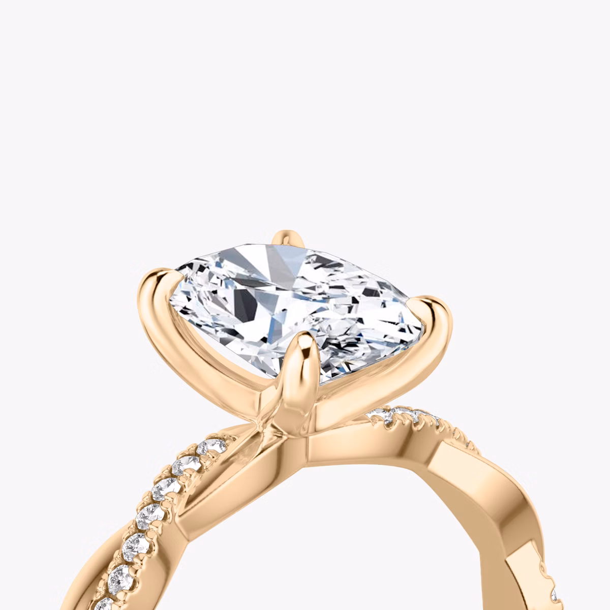 The Twisted Classic | Oval | 14k | Rose Gold | bandAccent: Pavé | diamondOrientation: vertical | caratWeight: other