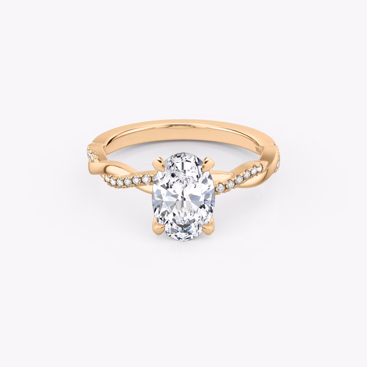 The Twisted Classic | Oval | 14k | Rose Gold | bandAccent: Pavé | diamondOrientation: vertical | caratWeight: other