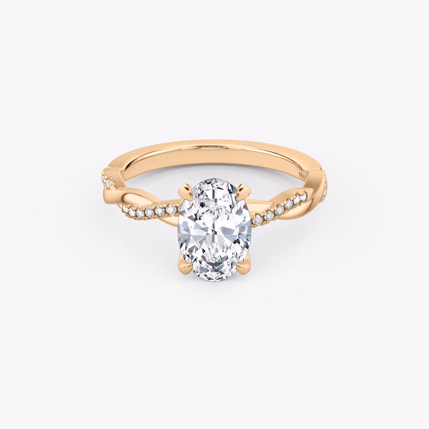 The Twisted Classic | Oval | 14k | Rose Gold | bandAccent: Pavé | diamondOrientation: vertical | caratWeight: other