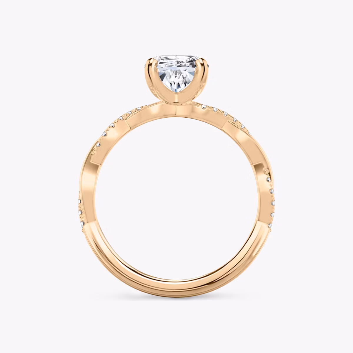 The Twisted Classic | Oval | 14k | Rose Gold | bandAccent: Pavé | diamondOrientation: vertical | caratWeight: other