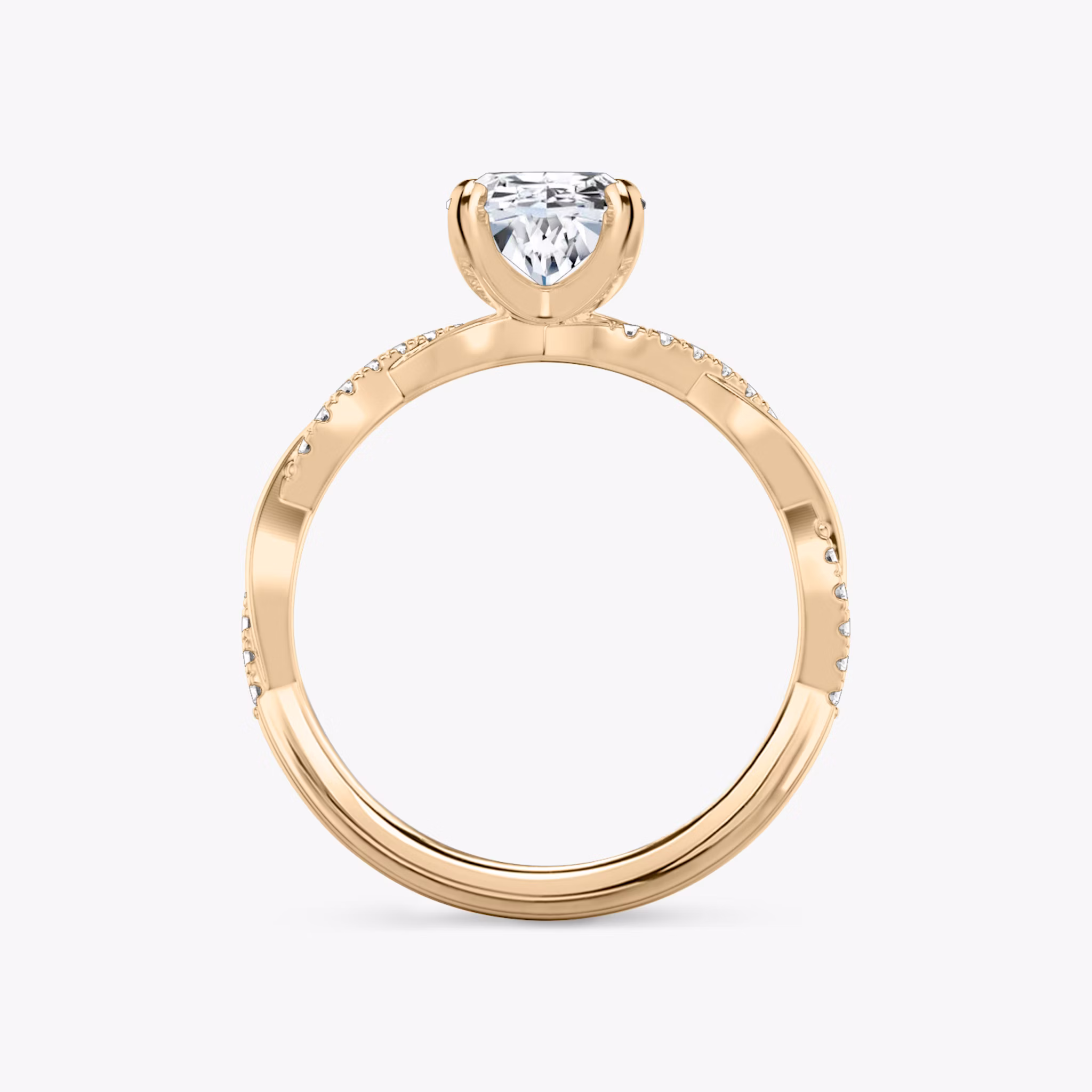 The Twisted Classic | Oval | 14k | Rose Gold | bandAccent: Pavé | diamondOrientation: vertical | caratWeight: other