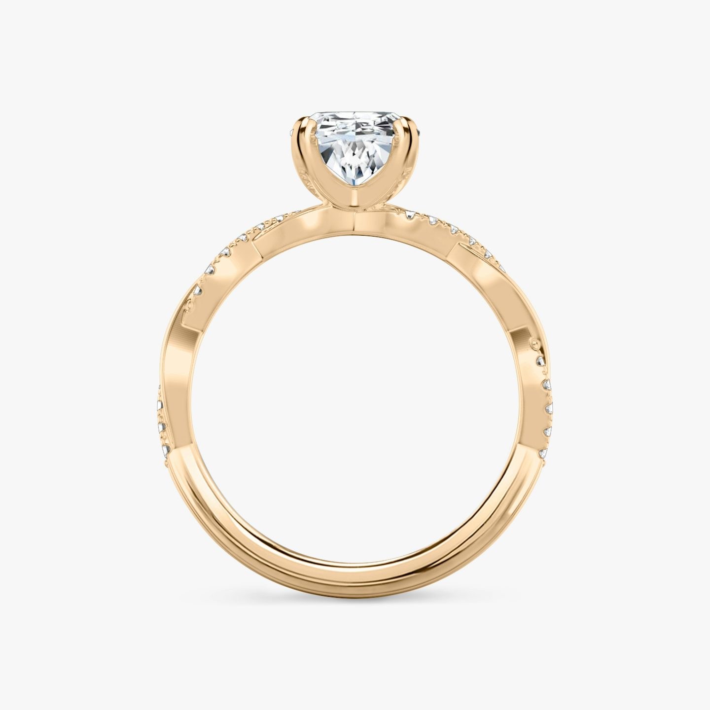 The Twisted Classic | Oval | 14k | Rose Gold | bandAccent: Pavé | diamondOrientation: vertical | caratWeight: other