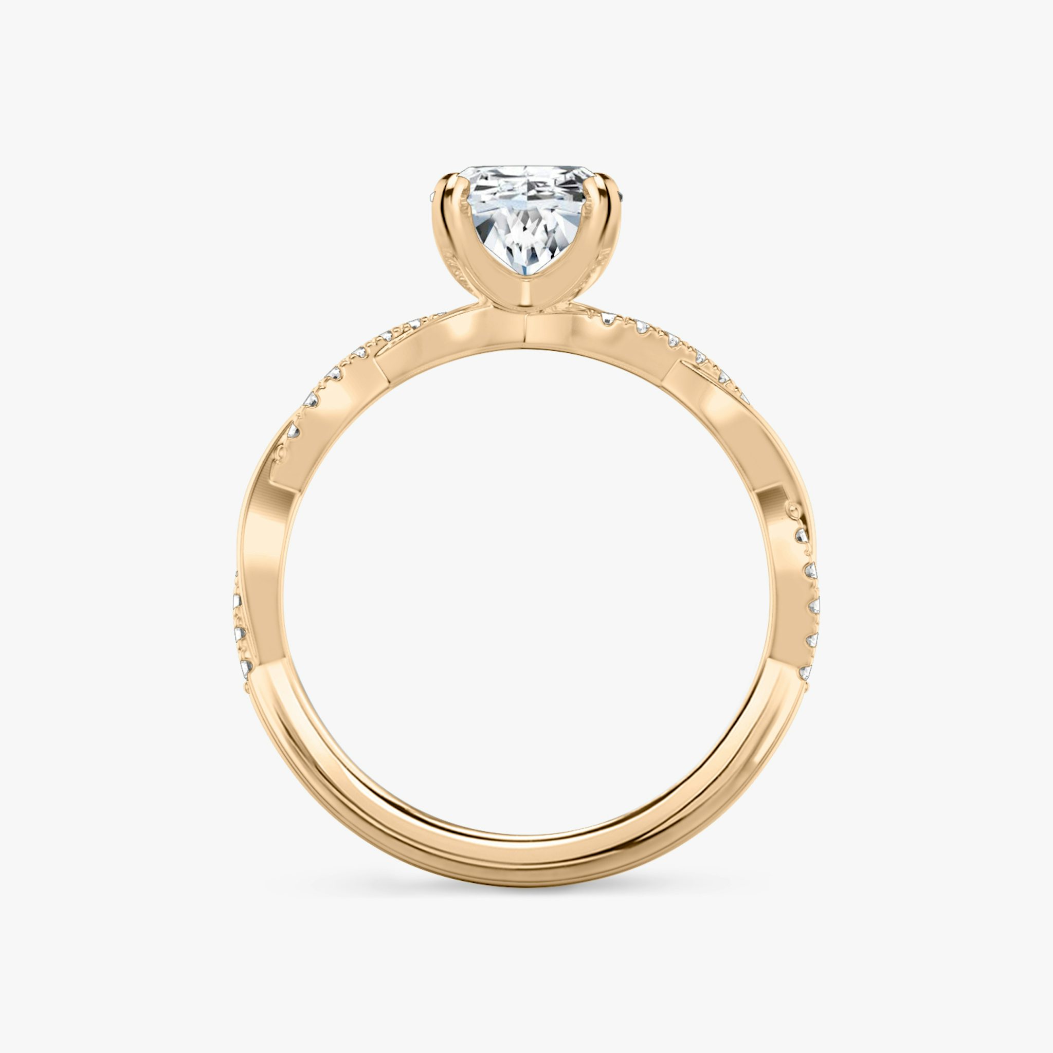 The Twisted Classic | Oval | 14k | Rose Gold | bandAccent: Pavé | diamondOrientation: vertical | caratWeight: other