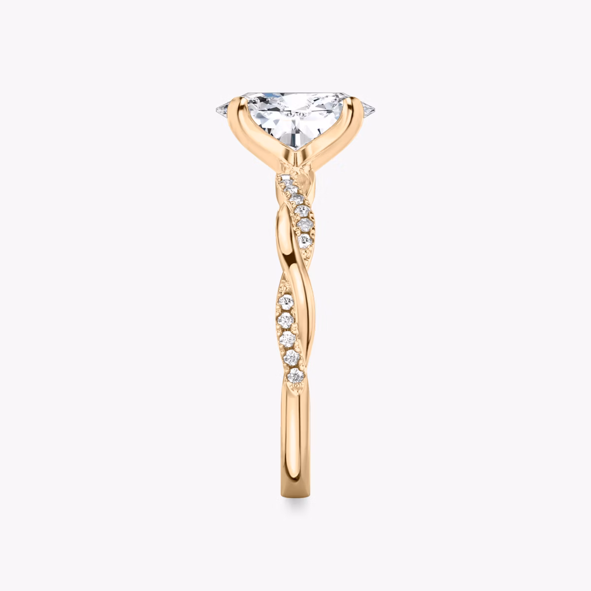 The Twisted Classic | Oval | 14k | Rose Gold | bandAccent: Pavé | diamondOrientation: vertical | caratWeight: other
