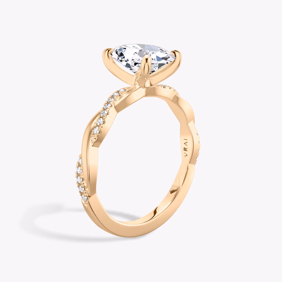 The Twisted Classic | Oval | 14k | Rose Gold | bandAccent: Pavé | diamondOrientation: vertical | caratWeight: other