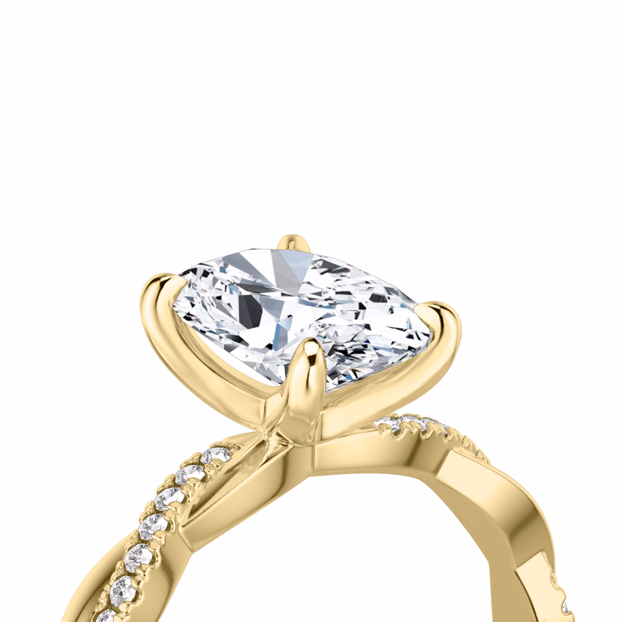 The Twisted Classic | Oval | 18k | Yellow Gold | bandAccent: Pavé | diamondOrientation: vertical | caratWeight: other