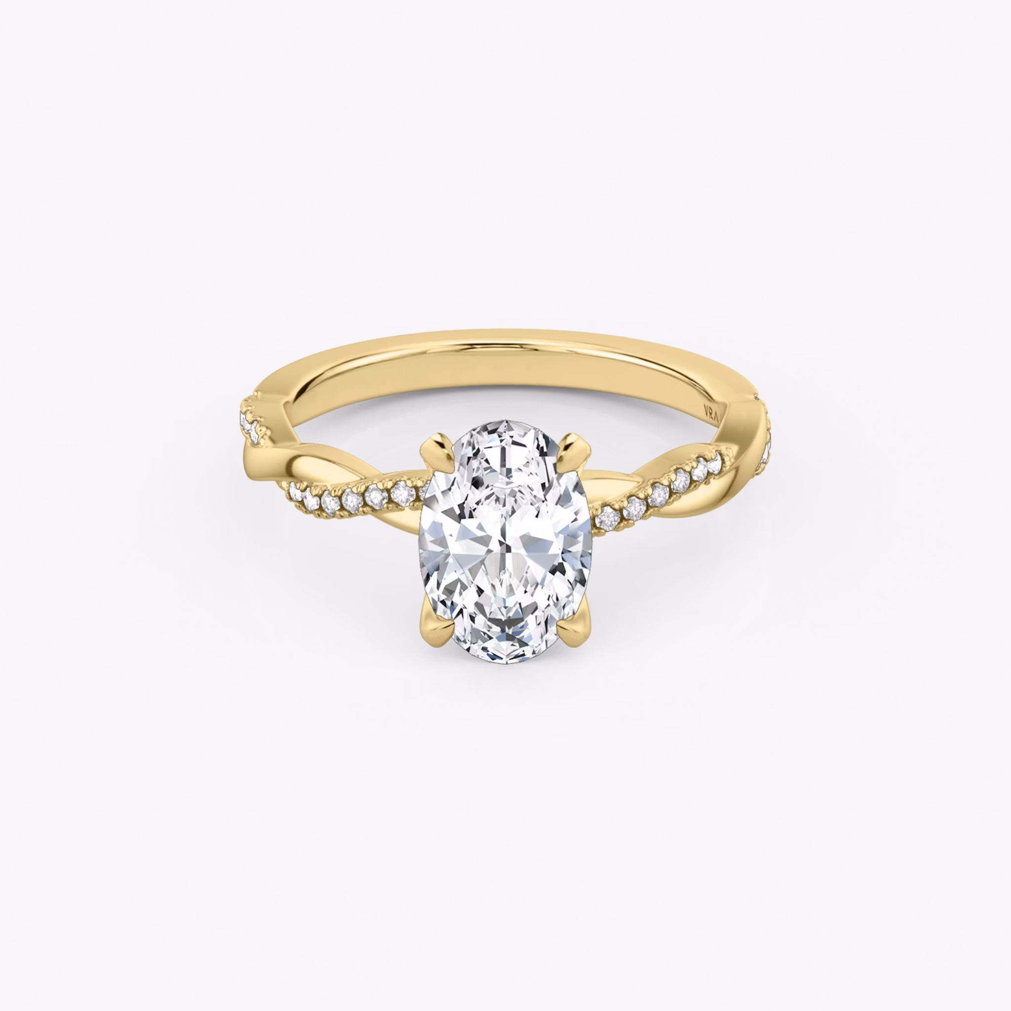 The Twisted Classic | Oval | 18k | Yellow Gold | bandAccent: Pavé | diamondOrientation: vertical | caratWeight: other
