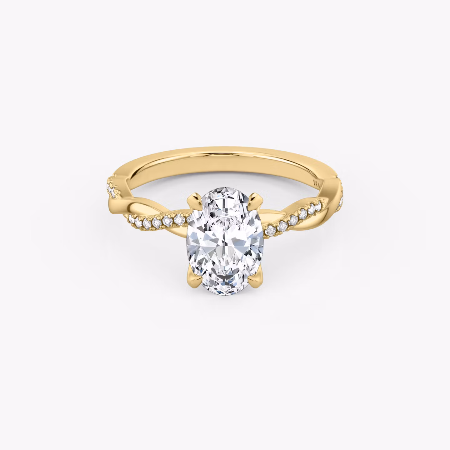 The Twisted Classic | Oval | 18k | Yellow Gold | bandAccent: Pavé | diamondOrientation: vertical | caratWeight: other