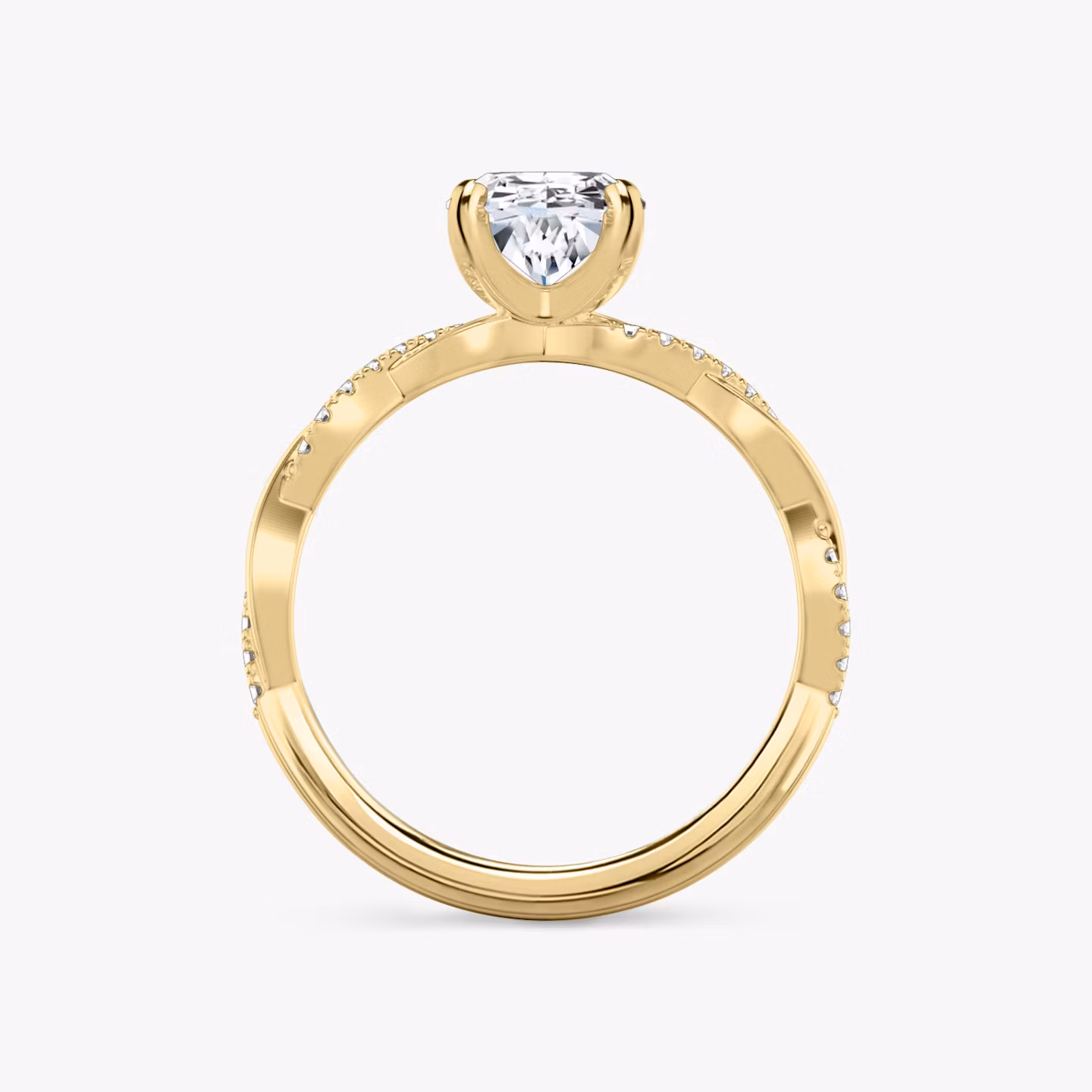 The Twisted Classic | Oval | 18k | Yellow Gold | bandAccent: Pavé | diamondOrientation: vertical | caratWeight: other