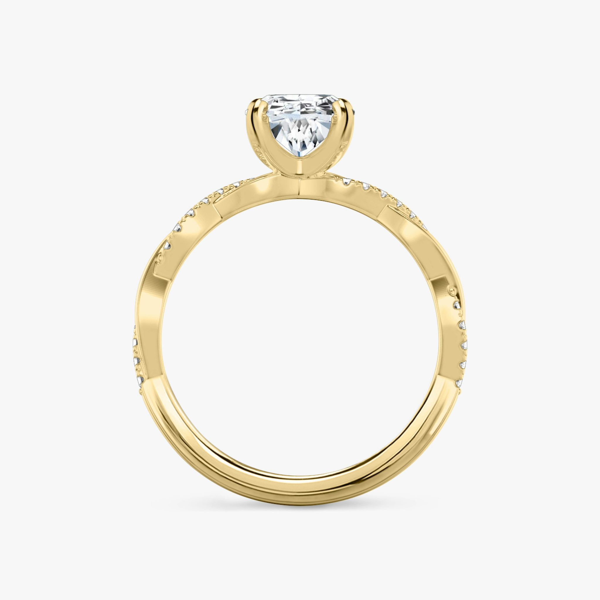 The Twisted Classic | Oval | 18k | Yellow Gold | bandAccent: Pavé | diamondOrientation: vertical | caratWeight: other