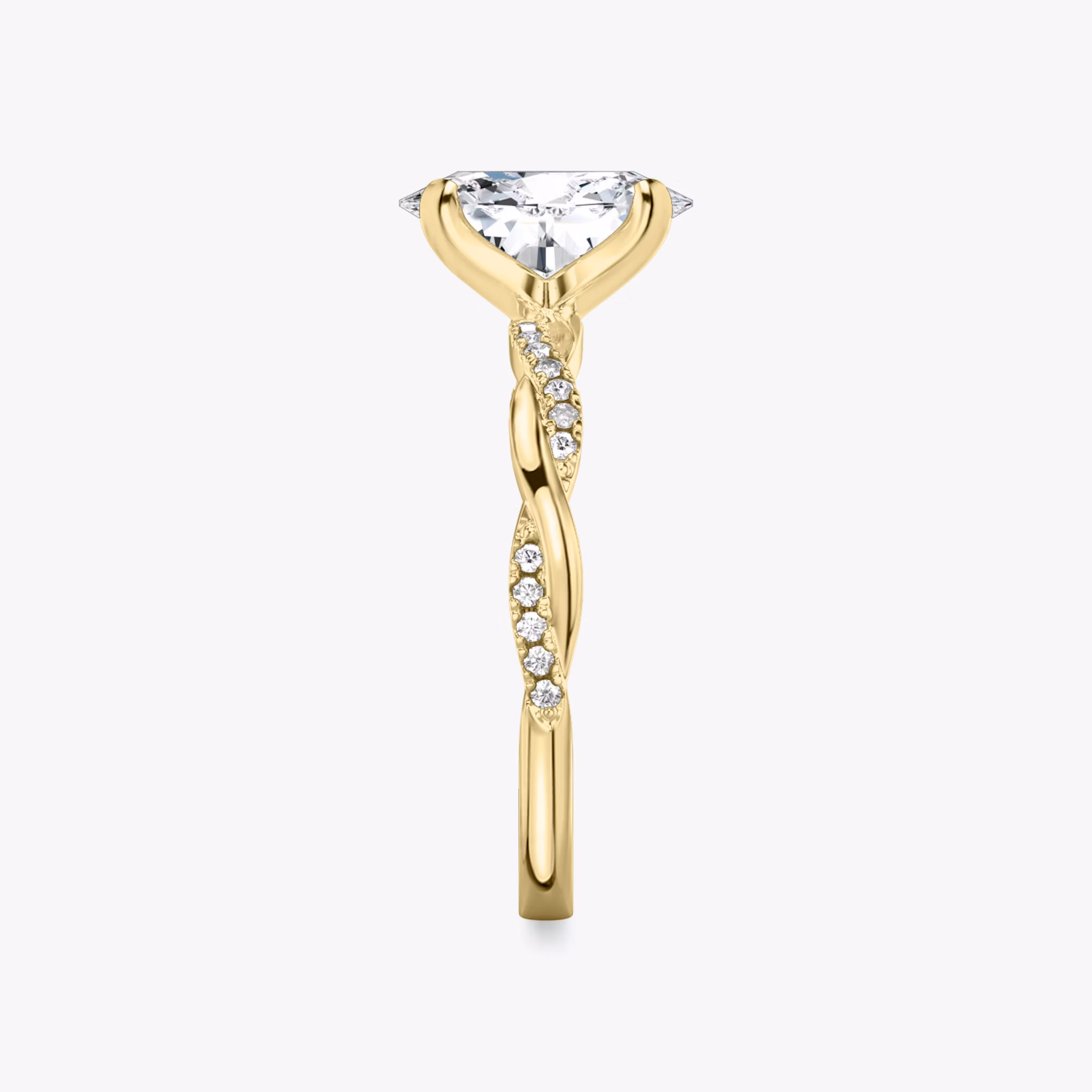 The Twisted Classic | Oval | 18k | Yellow Gold | bandAccent: Pavé | diamondOrientation: vertical | caratWeight: other