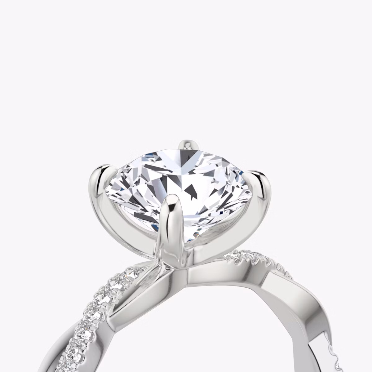 The Twisted Classic | Round Brilliant | 18k | White Gold | bandAccent: Pavé | caratWeight: 1.0ct | diamondOrientation: vertical