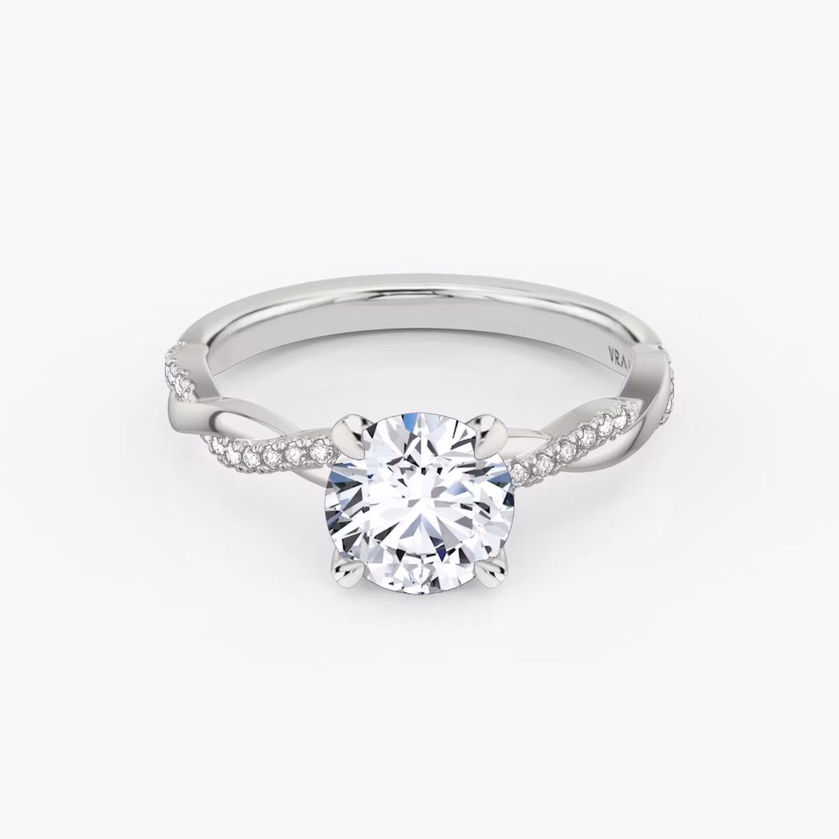 The Twisted Classic | Round Brilliant | 18k | White Gold | bandAccent: Pavé | caratWeight: 1.0ct | diamondOrientation: vertical