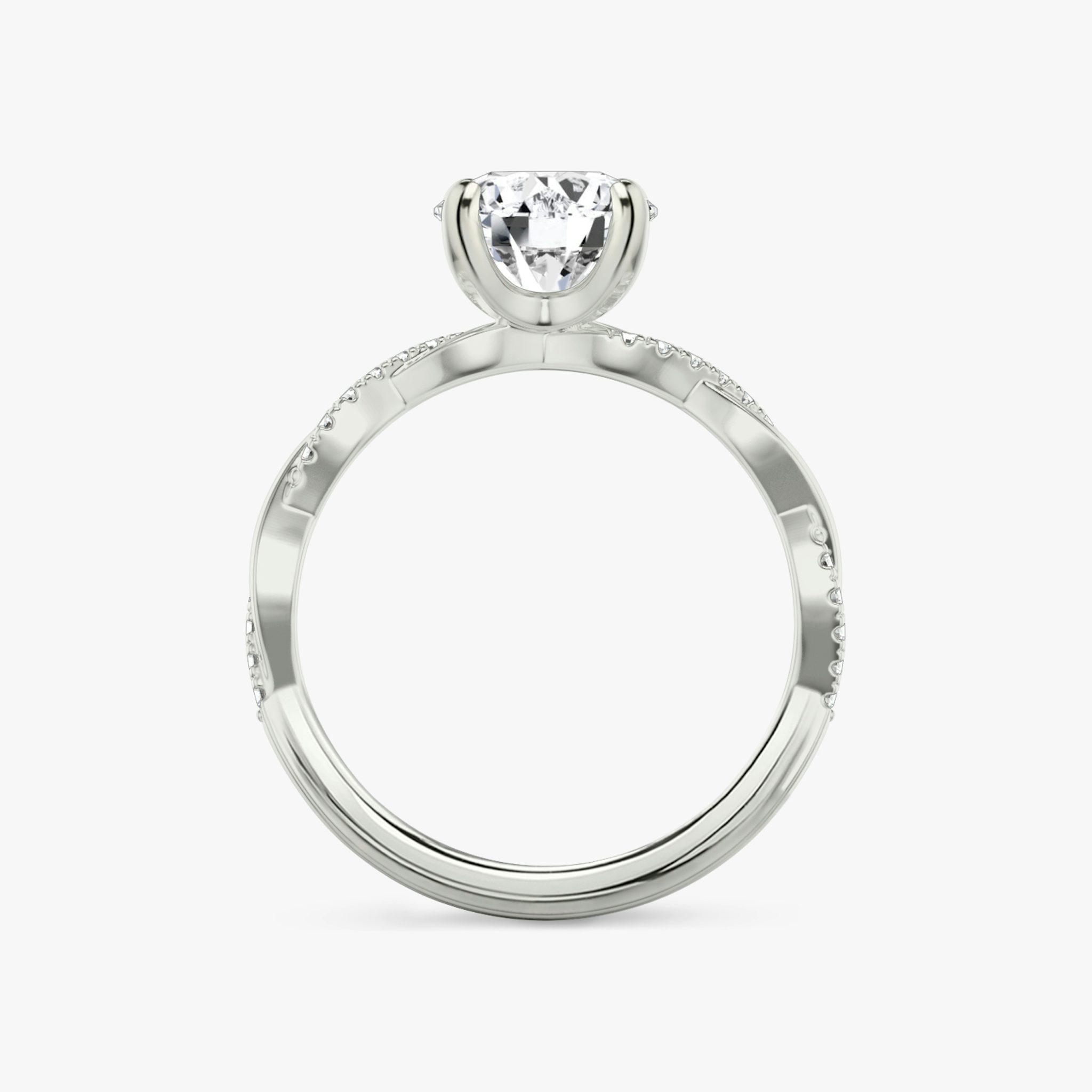 The Twisted Classic | Round Brilliant | 18k | White Gold | bandAccent: Pavé | caratWeight: other | diamondOrientation: vertical