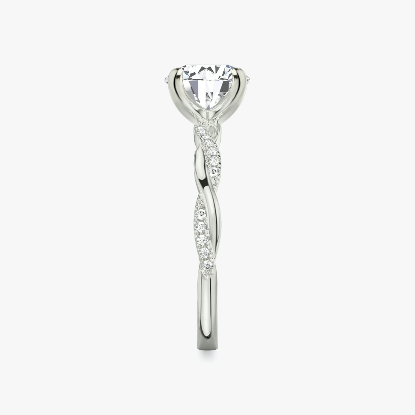 The Twisted Classic | Round Brilliant | Platinum | bandAccent: Pavé | caratWeight: 2.0ct | diamondOrientation: vertical