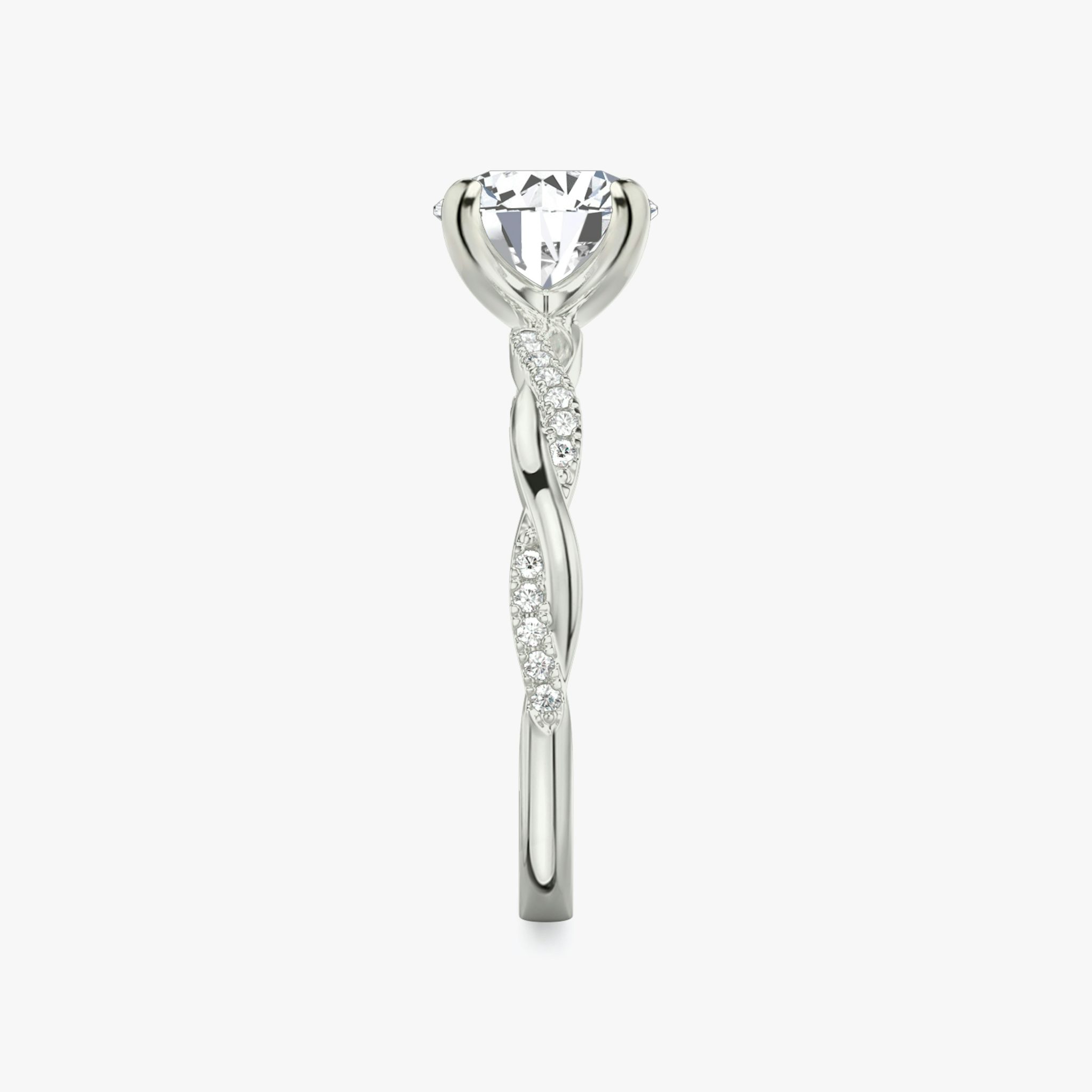 The Twisted Classic | Round Brilliant | 18k | White Gold | bandAccent: Pavé | caratWeight: other | diamondOrientation: vertical