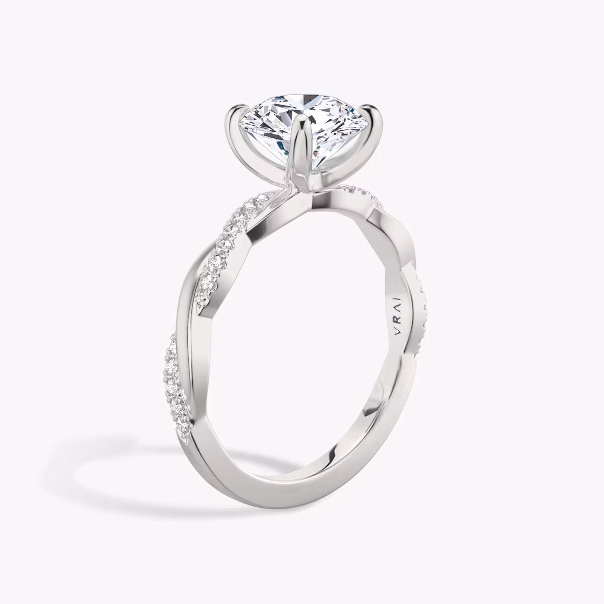 The Twisted Classic | Round Brilliant | 18k | White Gold | bandAccent: Pavé | caratWeight: 1.0ct | diamondOrientation: vertical