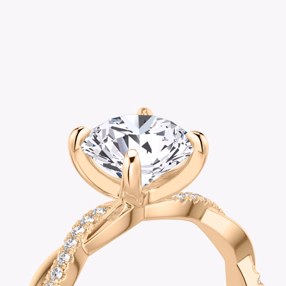 The Twisted Classic | Round Brilliant | 14k | Rose Gold | bandAccent: Pavé | caratWeight: 1.0ct | diamondOrientation: vertical