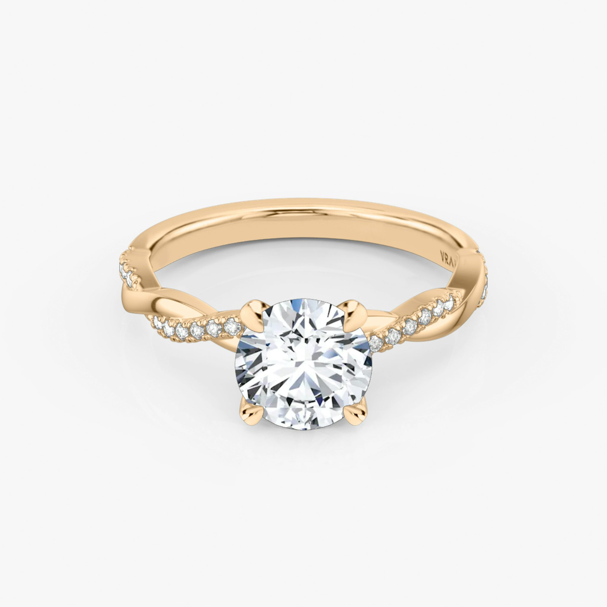 The Twisted Classic | Round Brilliant | 14k | Rose Gold | bandAccent: Pavé | caratWeight: other | diamondOrientation: vertical