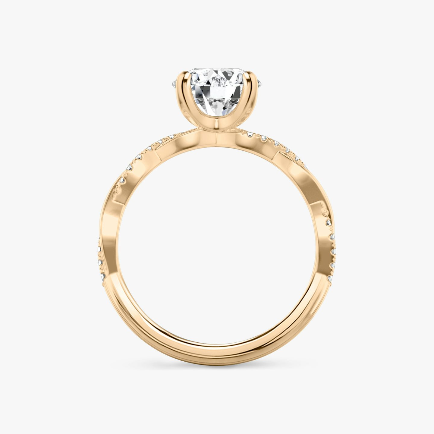 The Twisted Classic | Round Brilliant | 14k | Rose Gold | bandAccent: Pavé | caratWeight: 1.5ct | diamondOrientation: vertical