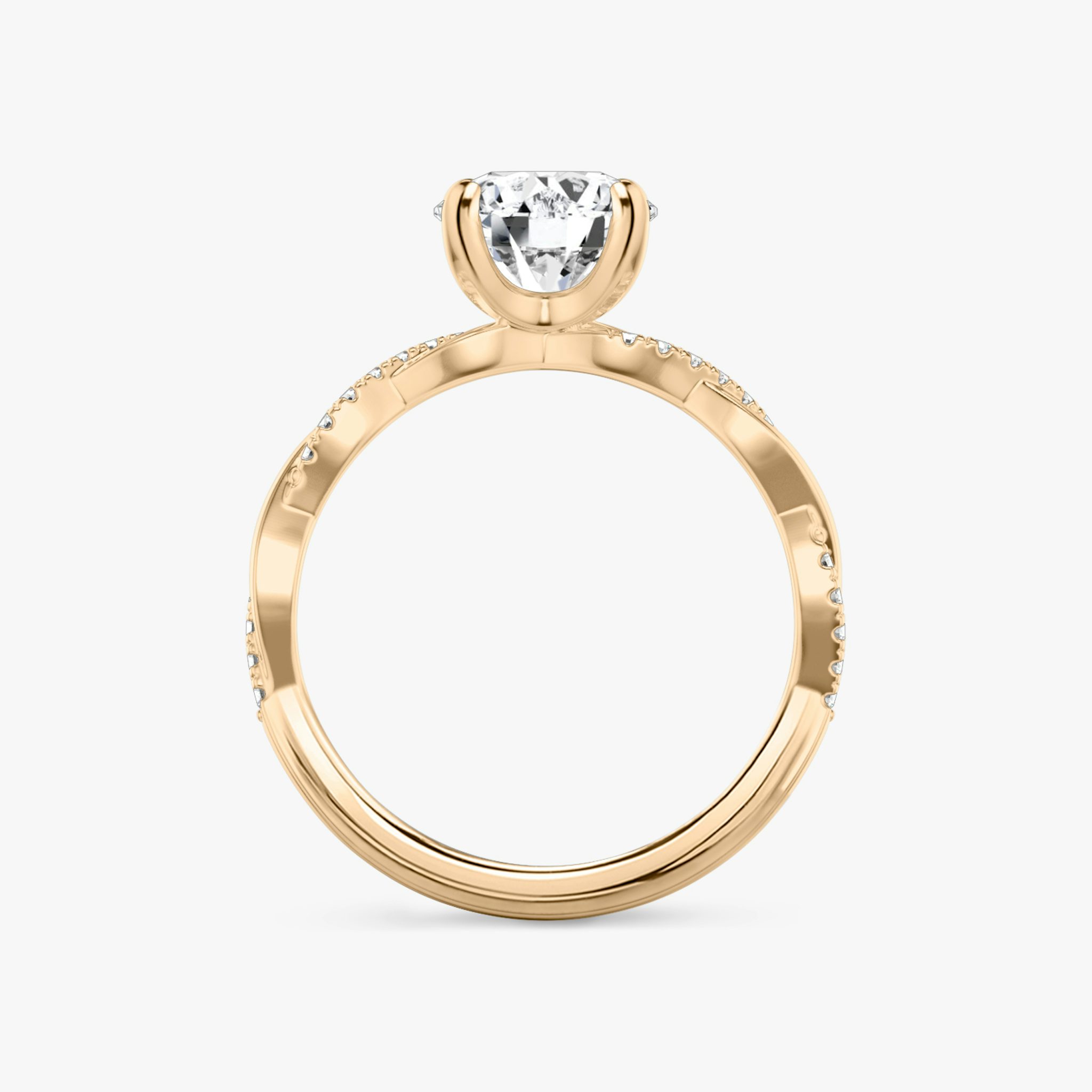 The Twisted Classic | Round Brilliant | 14k | Rose Gold | bandAccent: Pavé | caratWeight: other | diamondOrientation: vertical