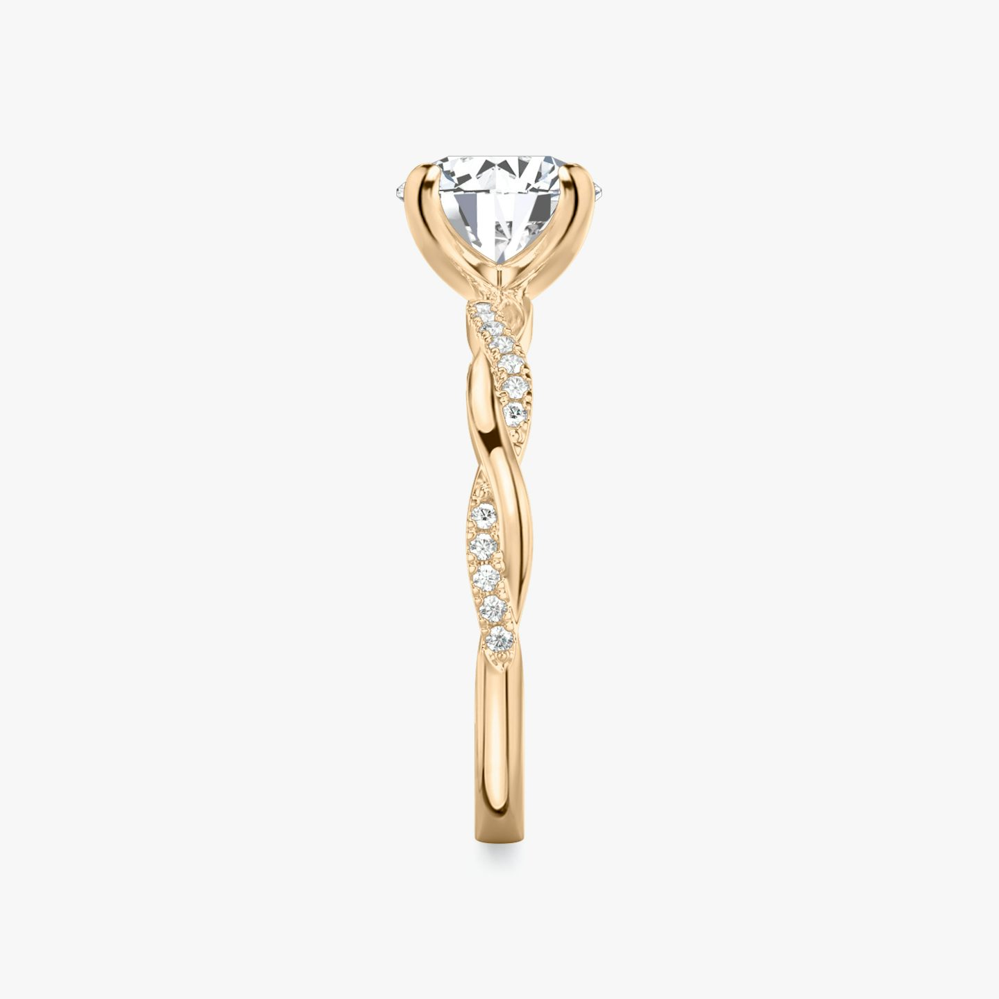 The Twisted Classic | Round Brilliant | 14k | Rose Gold | bandAccent: Pavé | caratWeight: 1.5ct | diamondOrientation: vertical