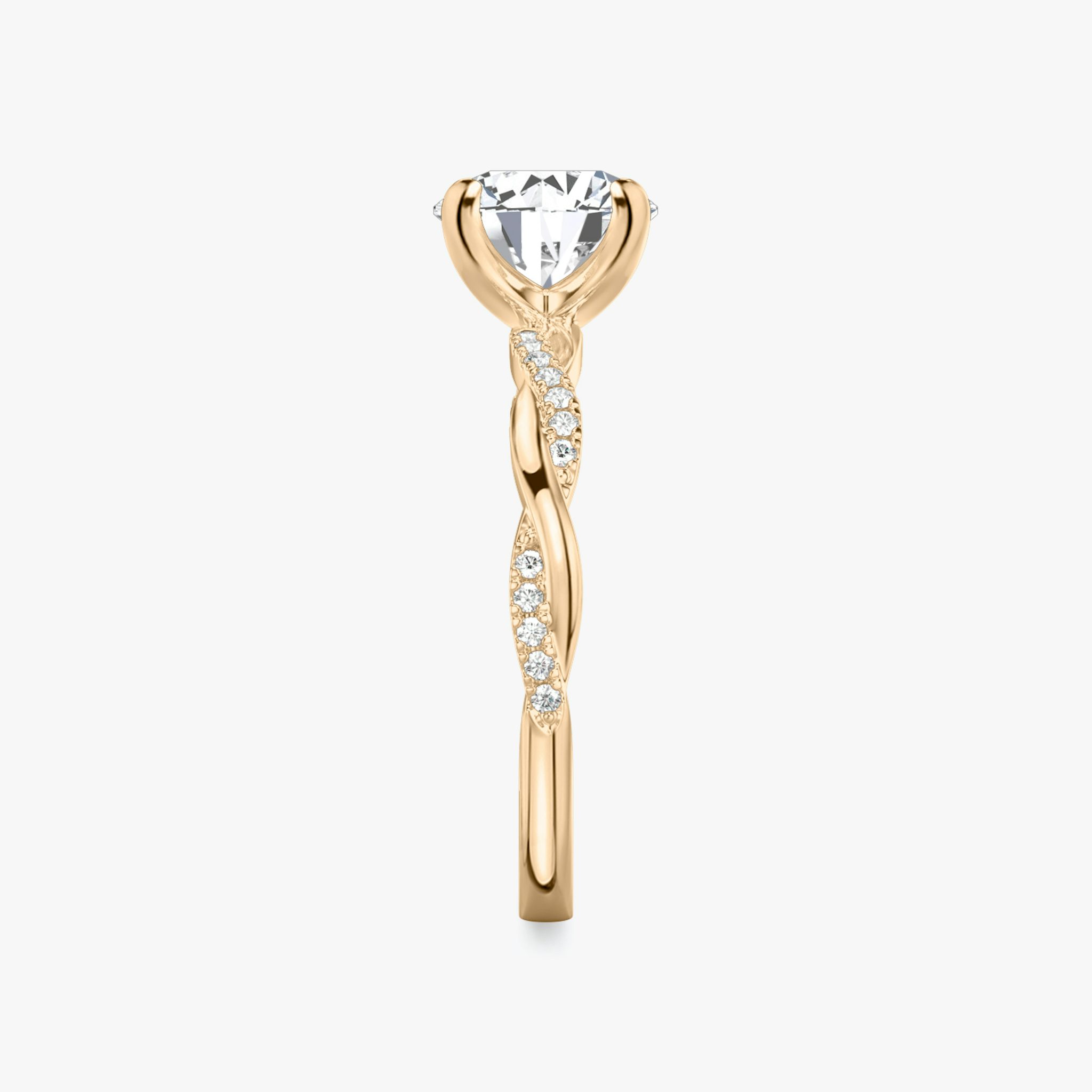 The Twisted Classic | Round Brilliant | 14k | Rose Gold | bandAccent: Pavé | caratWeight: other | diamondOrientation: vertical