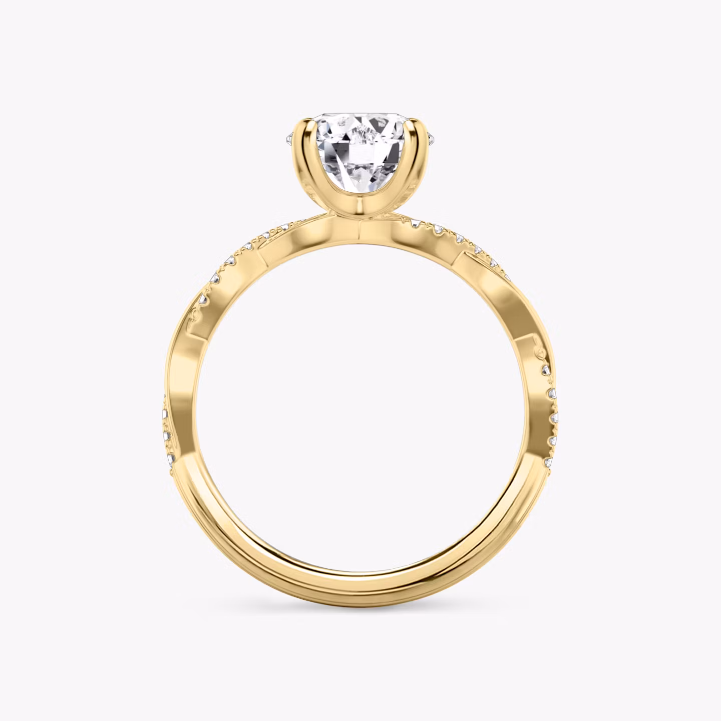 The Twisted Classic | Round Brilliant | 18k | Yellow Gold | bandAccent: Pavé | caratWeight: other | diamondOrientation: vertical
