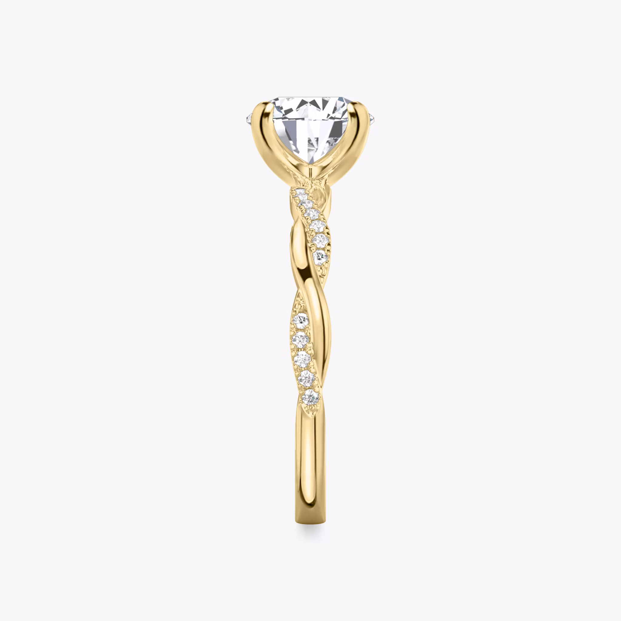The Twisted Classic | Round Brilliant | 18k | Yellow Gold | bandAccent: Pavé | caratWeight: 2.0ct | diamondOrientation: vertical