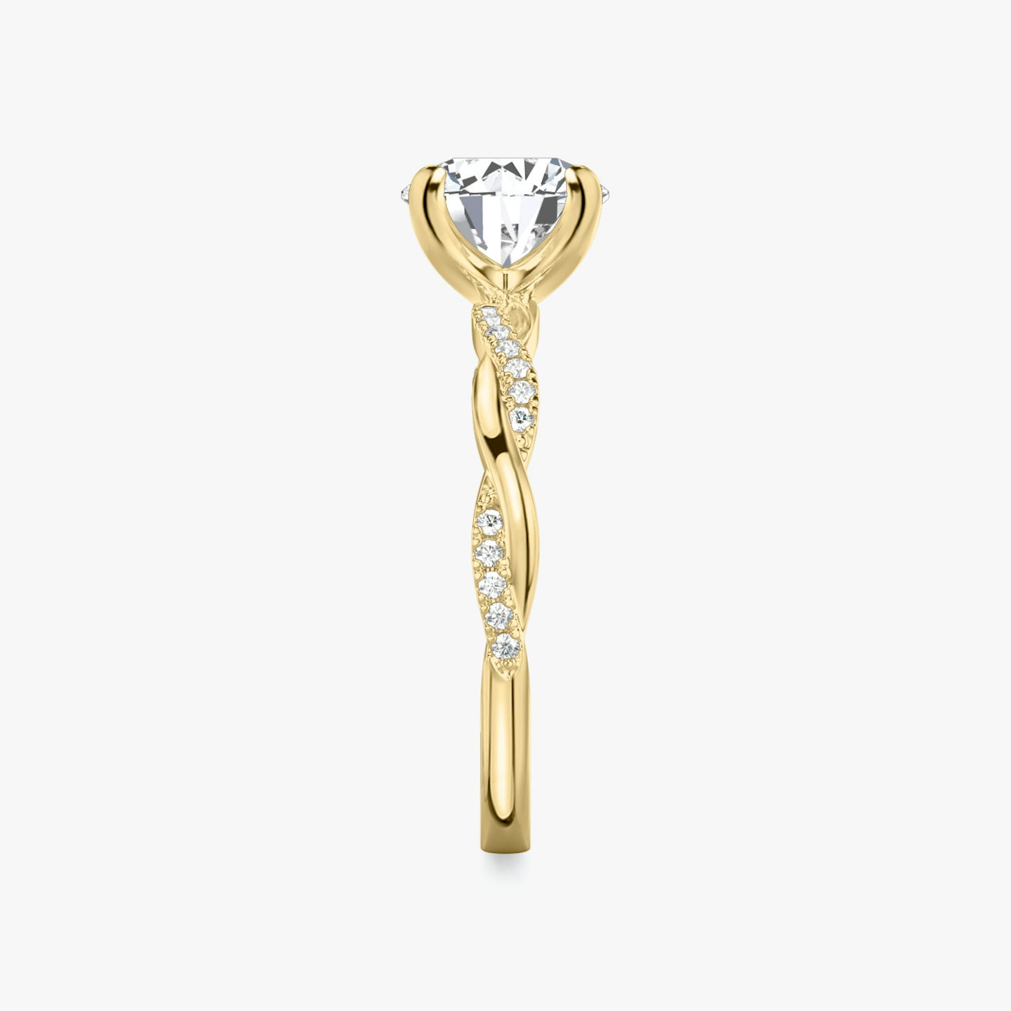 The Twisted Classic | Round Brilliant | 18k | Yellow Gold | bandAccent: Pavé | caratWeight: other | diamondOrientation: vertical