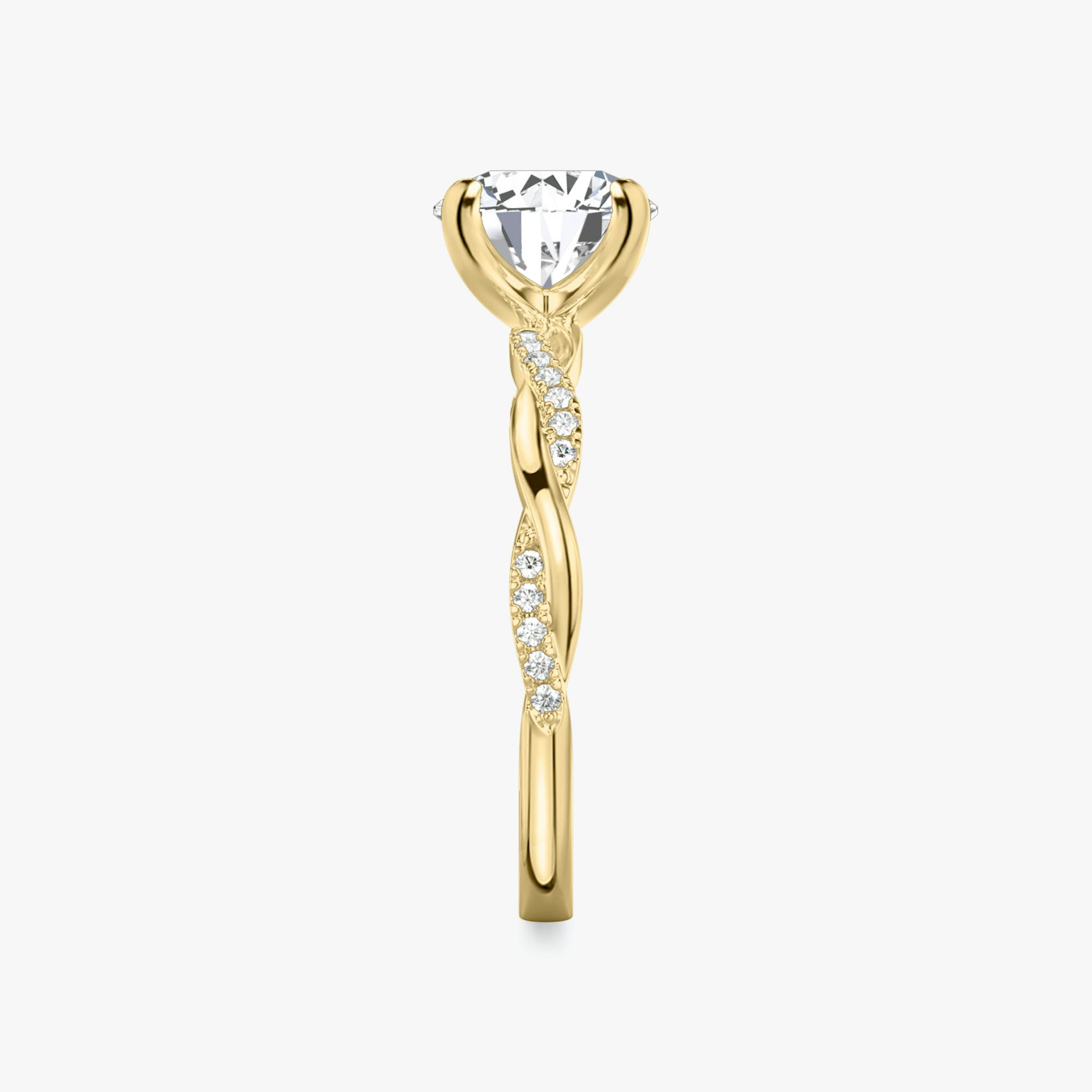 The Twisted Classic | Round Brilliant | 18k | Yellow Gold | bandAccent: Pavé | caratWeight: 2.0ct | diamondOrientation: vertical
