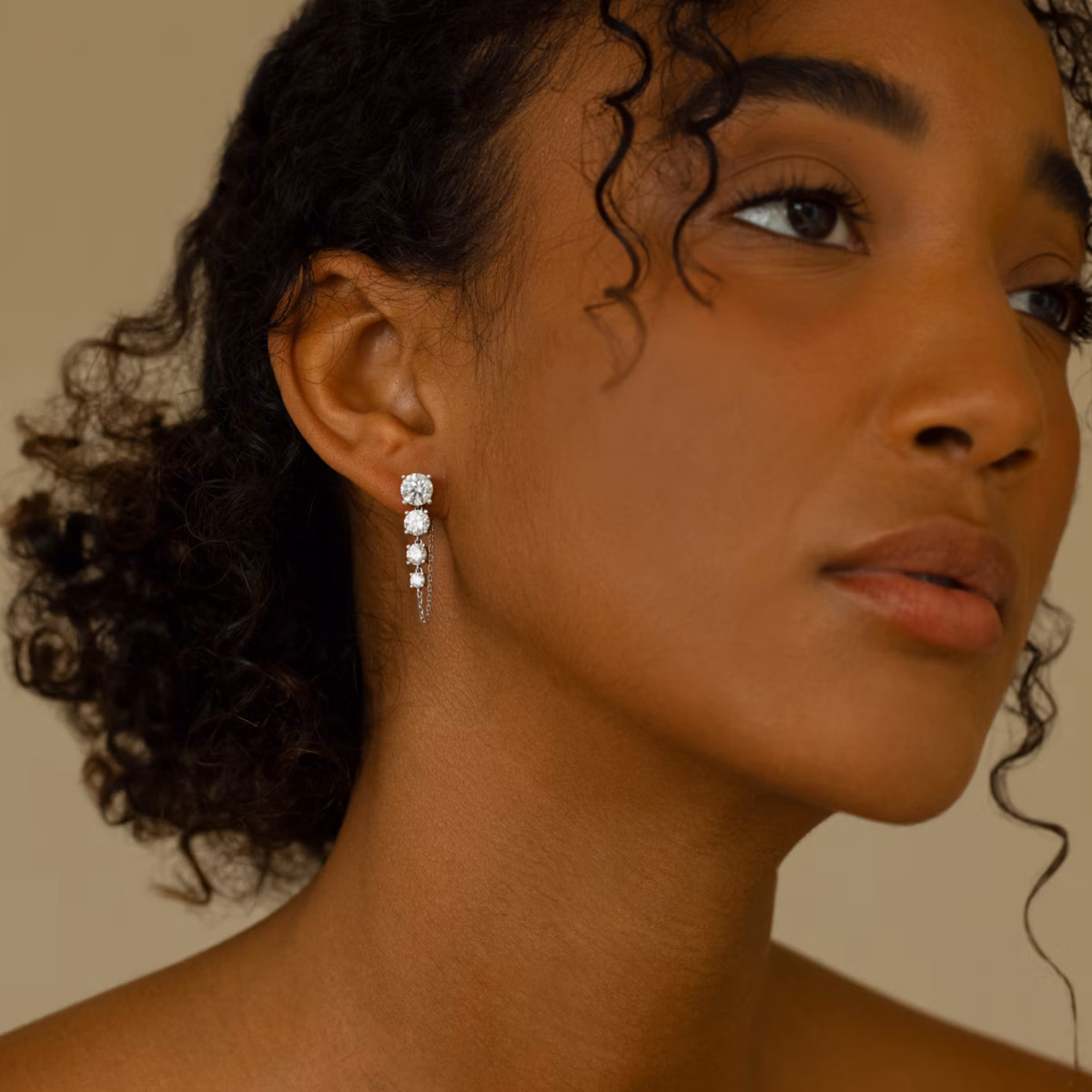 Linked Tennis Earring | Round Brilliant | 14k | White Gold | caratWeight: 1.6ct