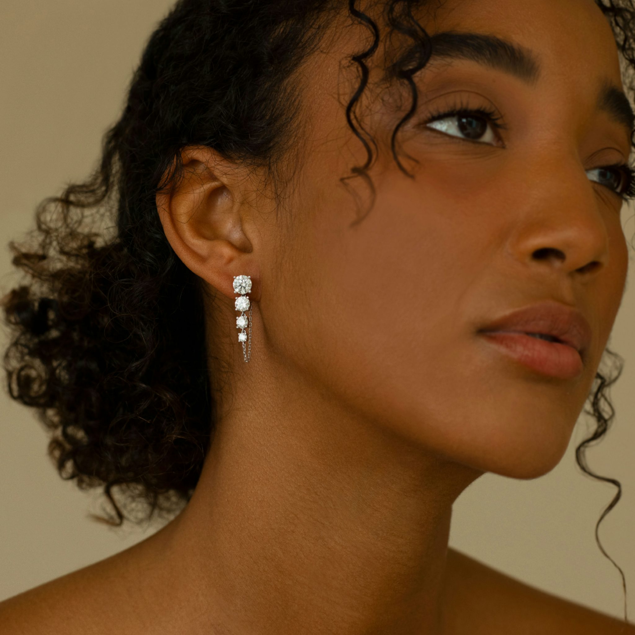 Linked Tennis Earring | Round Brilliant | 14k | Yellow Gold | caratWeight: 1.6ct