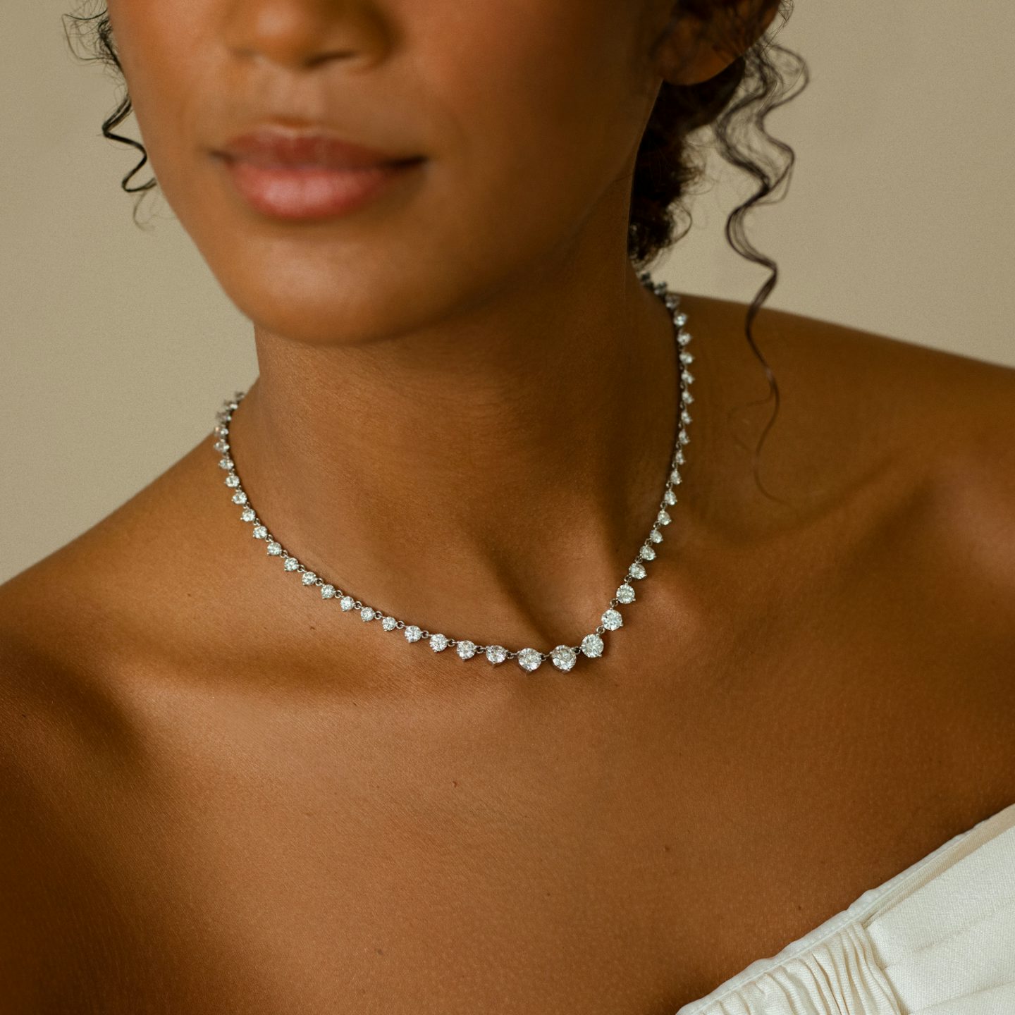 Infinity Linked Tennis Necklace | Round Brilliant | 14k | White Gold | caratWeight: 13.0ct | chainLength: 16-18