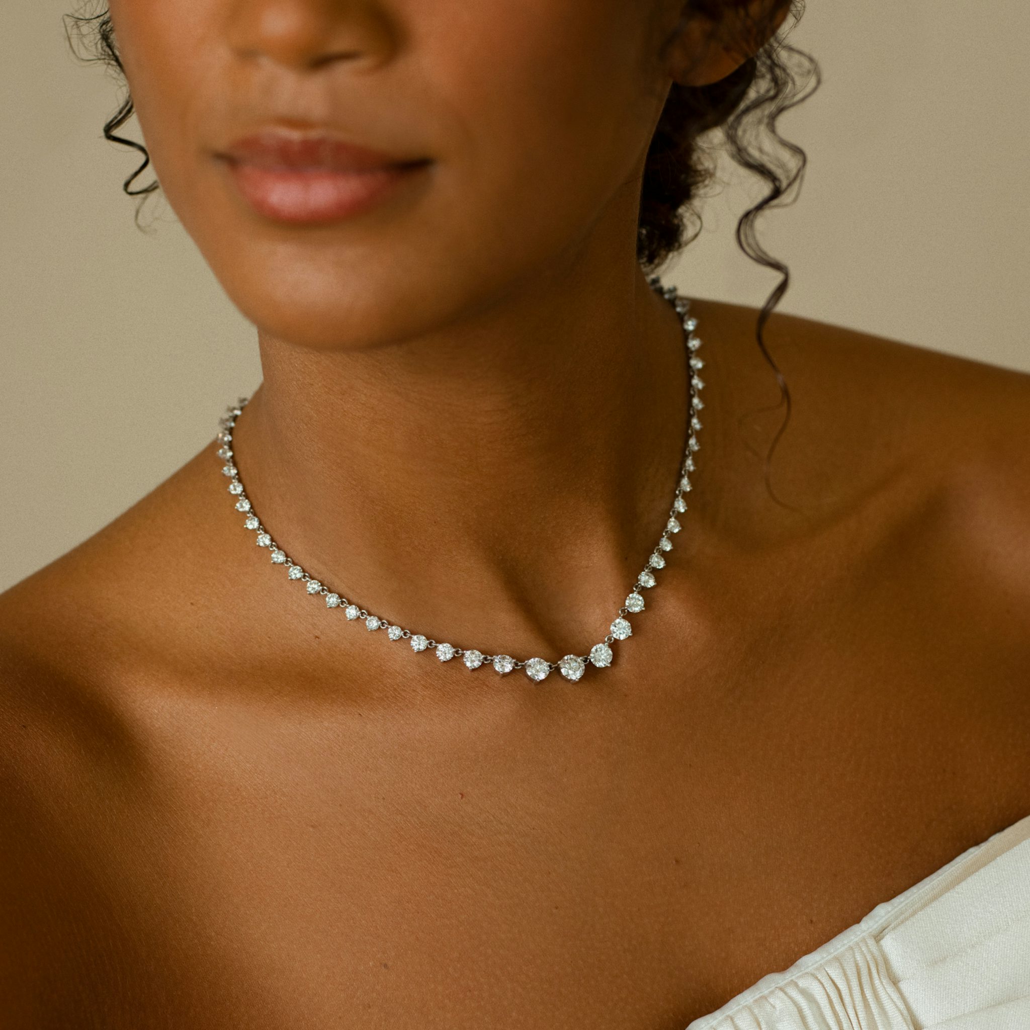 Infinity Linked Tennis Necklace | Round Brilliant | 14k | White Gold | caratWeight: 13.0ct | chainLength: 16-18